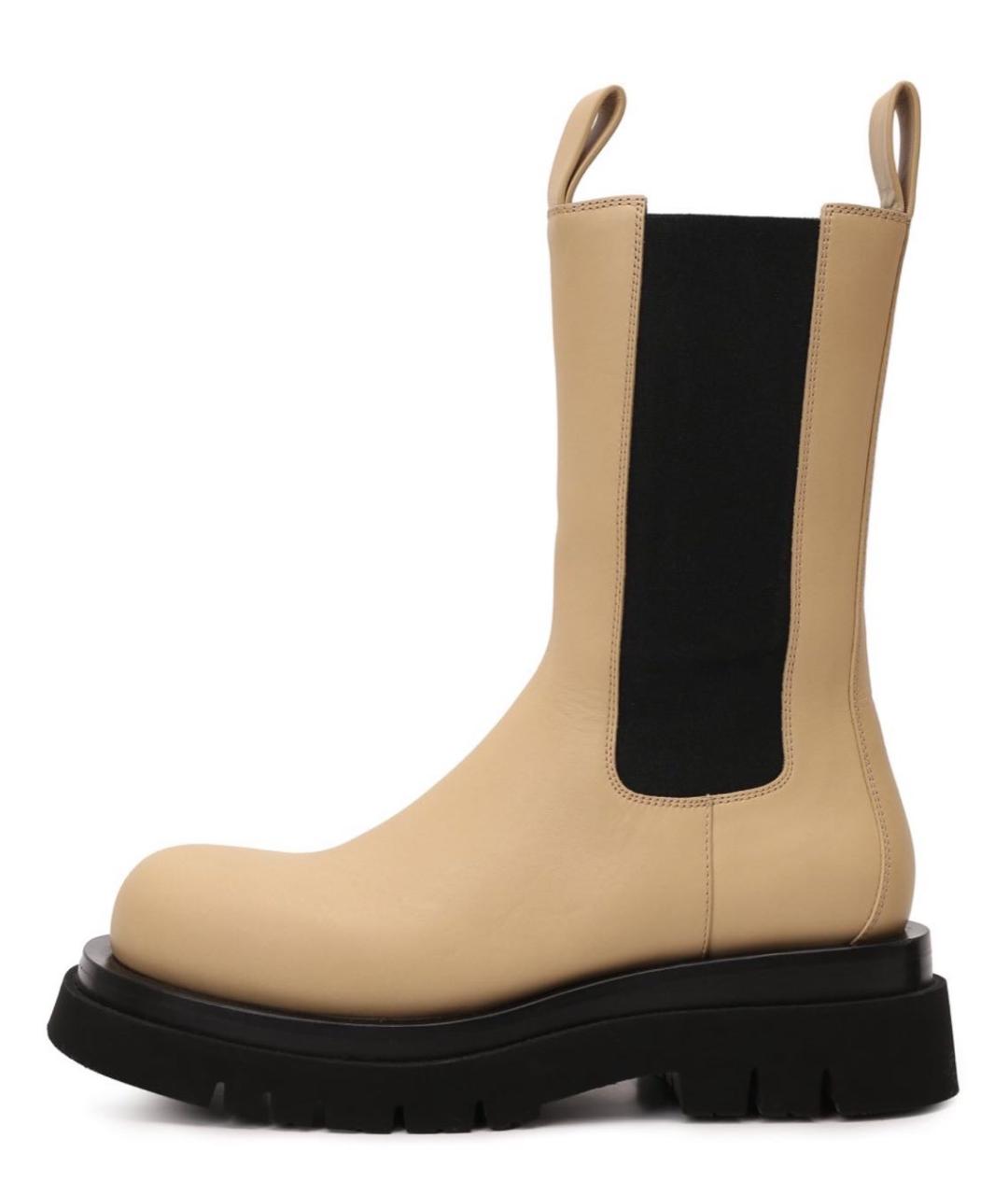 BOTTEGA VENETA Бежевые кожаные полусапоги, фото 9