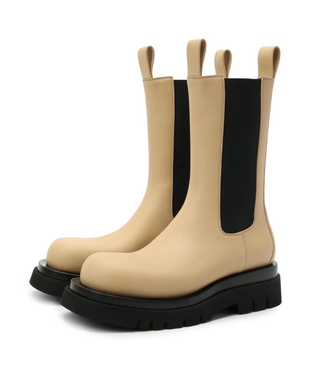 BOTTEGA VENETA Бежевые кожаные полусапоги, фото 8