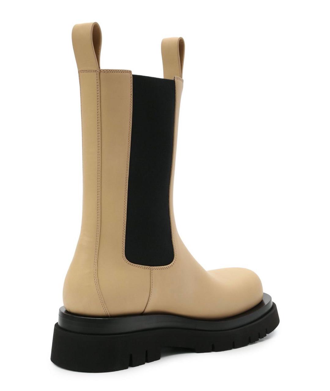 BOTTEGA VENETA Бежевые кожаные полусапоги, фото 4