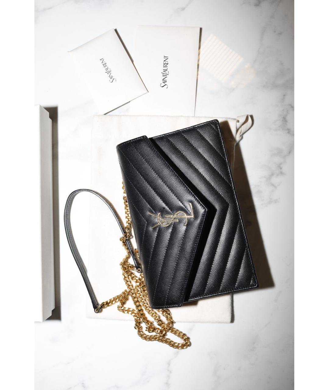 SAINT LAURENT Черная кожаная сумка через плечо, фото 3