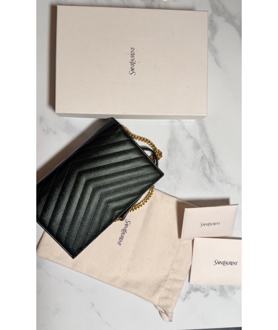 SAINT LAURENT Черная кожаная сумка через плечо, фото 4
