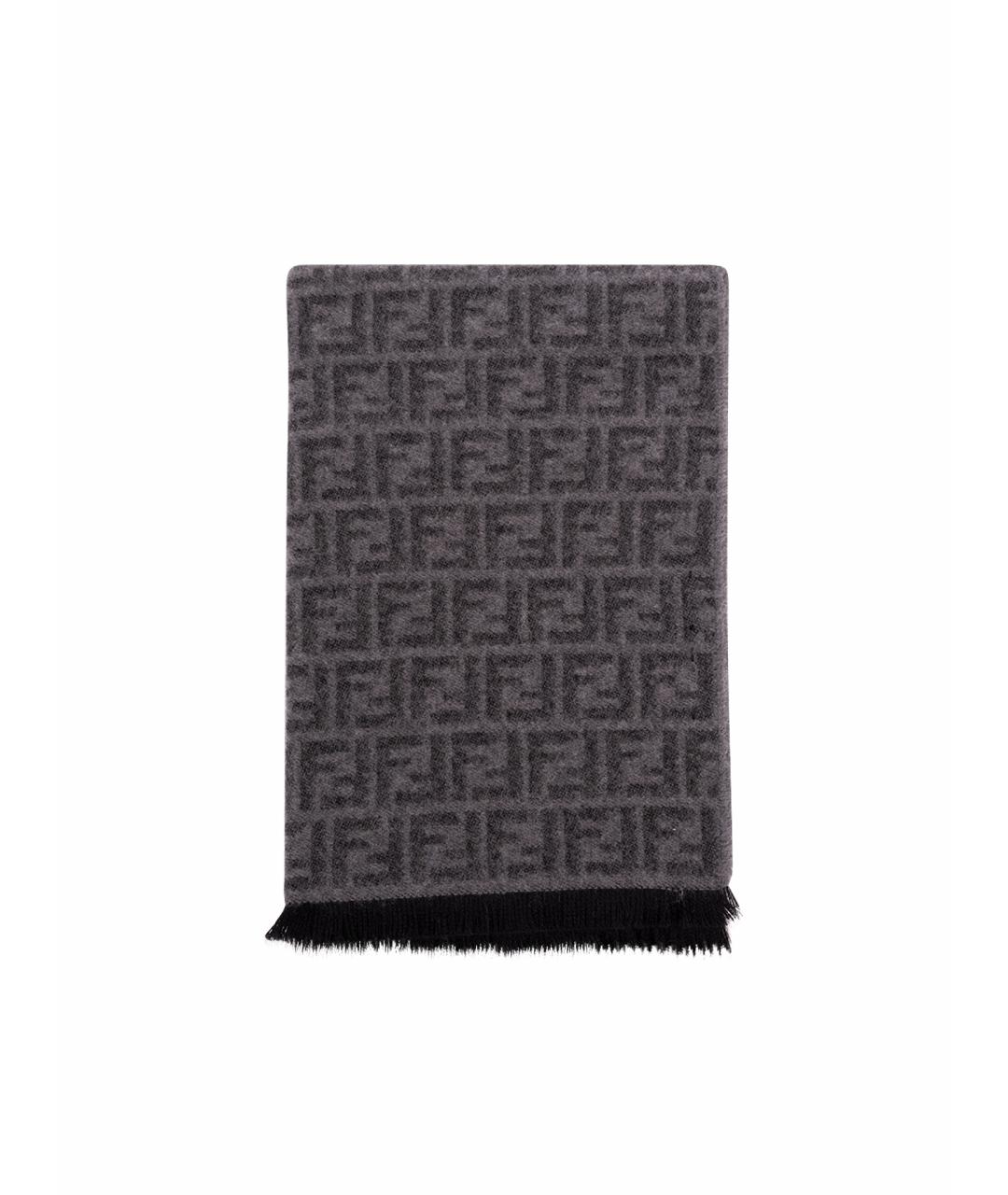 FENDI Серый шерстяной шарф, фото 1