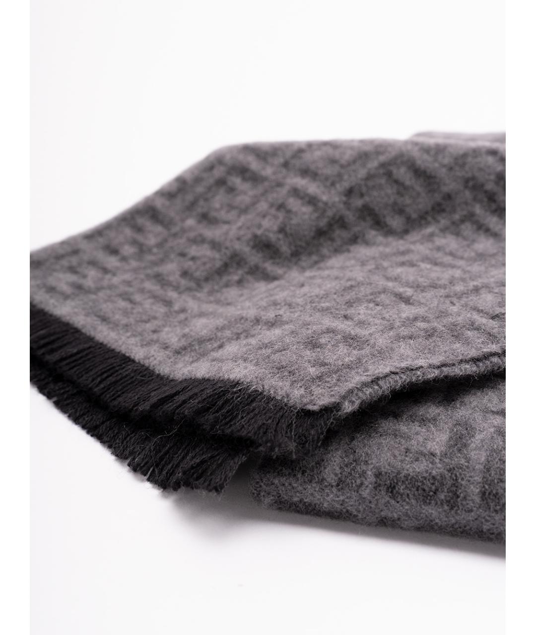 FENDI Серый шерстяной шарф, фото 3