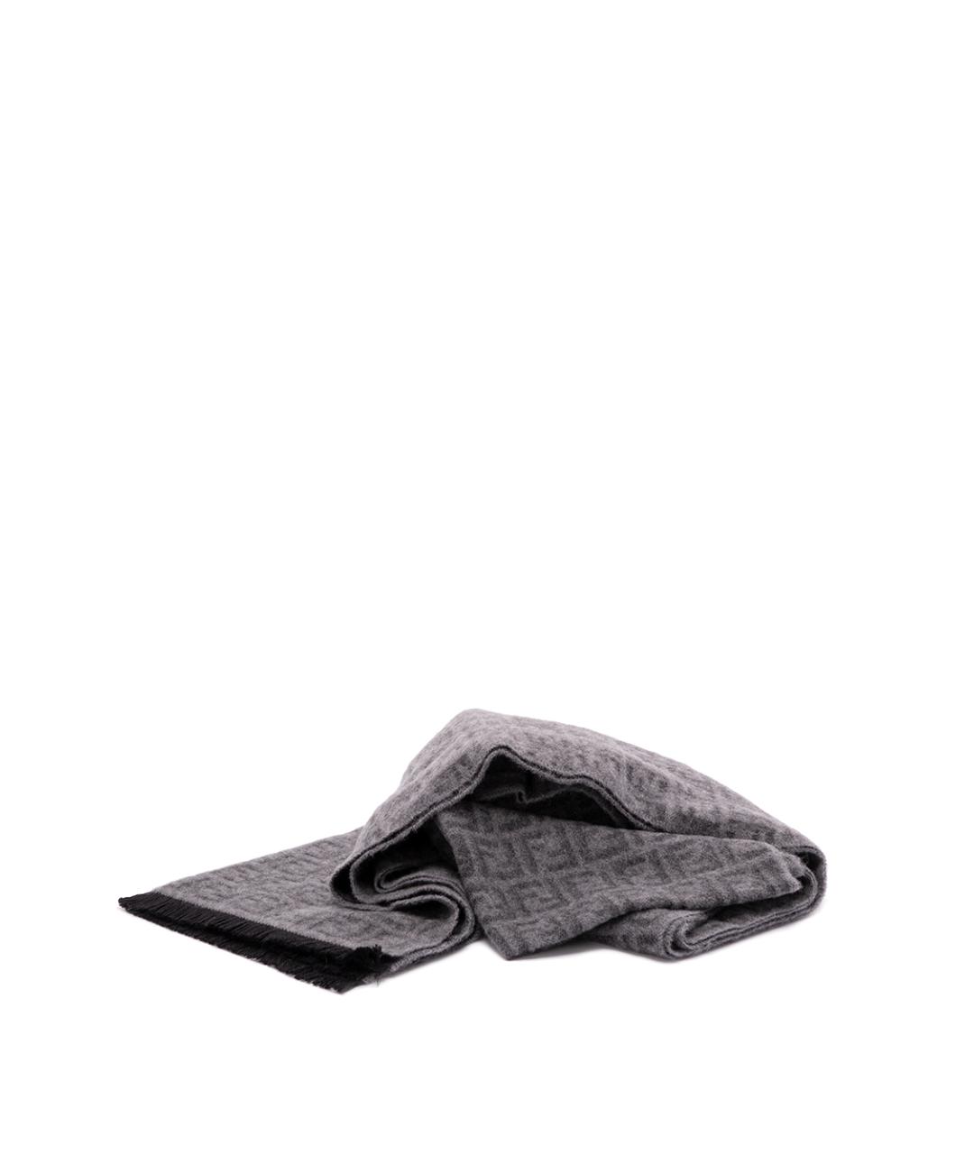 FENDI Серый шерстяной шарф, фото 2