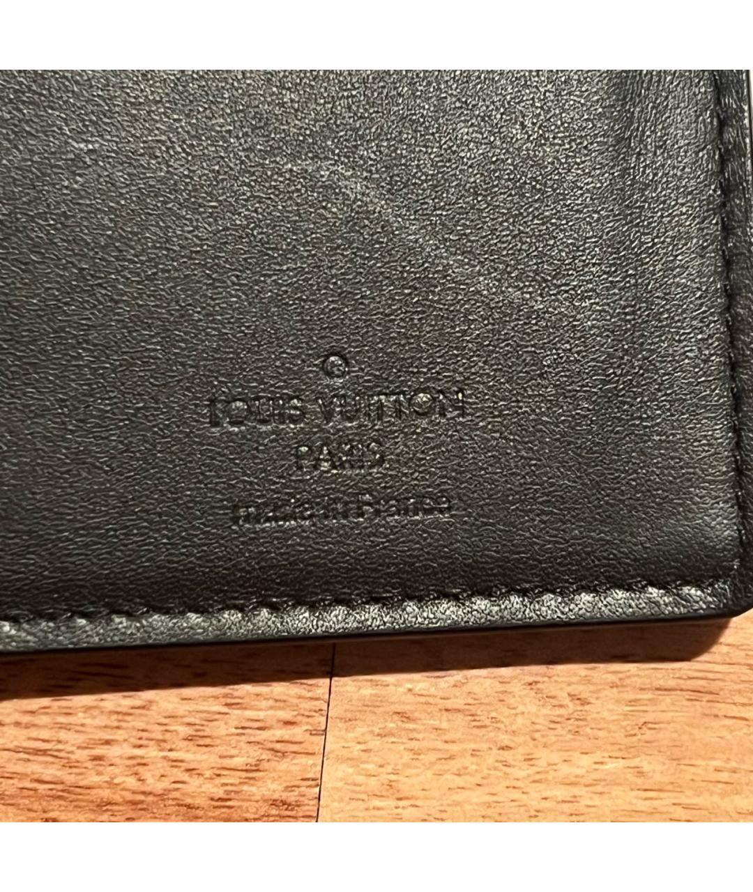 LOUIS VUITTON Черный кожаный кошелек, фото 5
