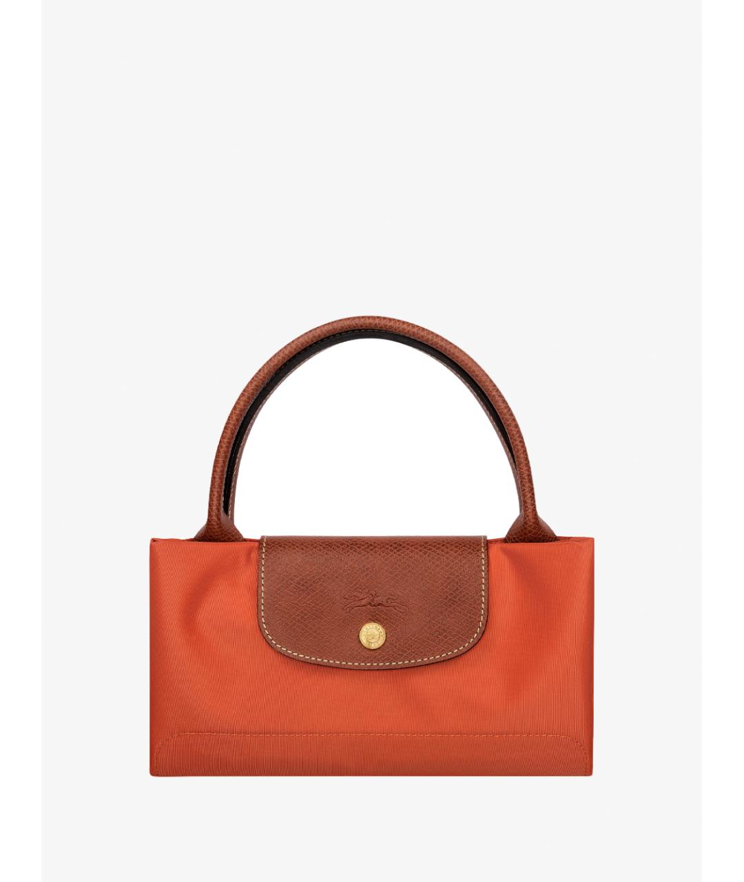LONGCHAMP Оранжевая тканевая сумка с короткими ручками, фото 6
