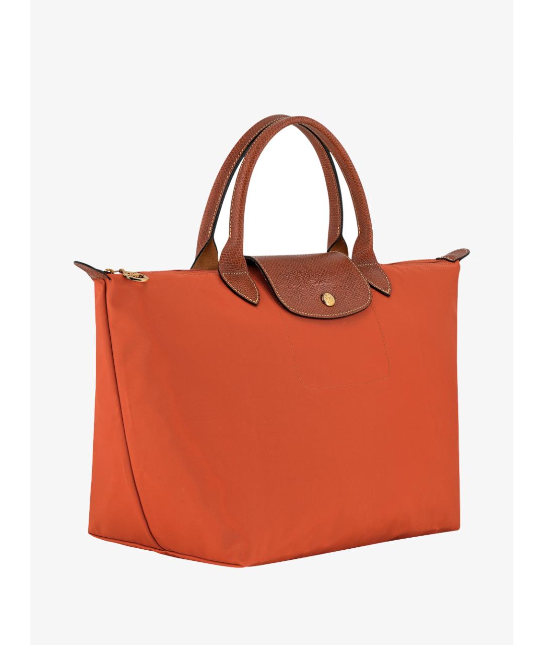 LONGCHAMP Оранжевая тканевая сумка с короткими ручками, фото 3