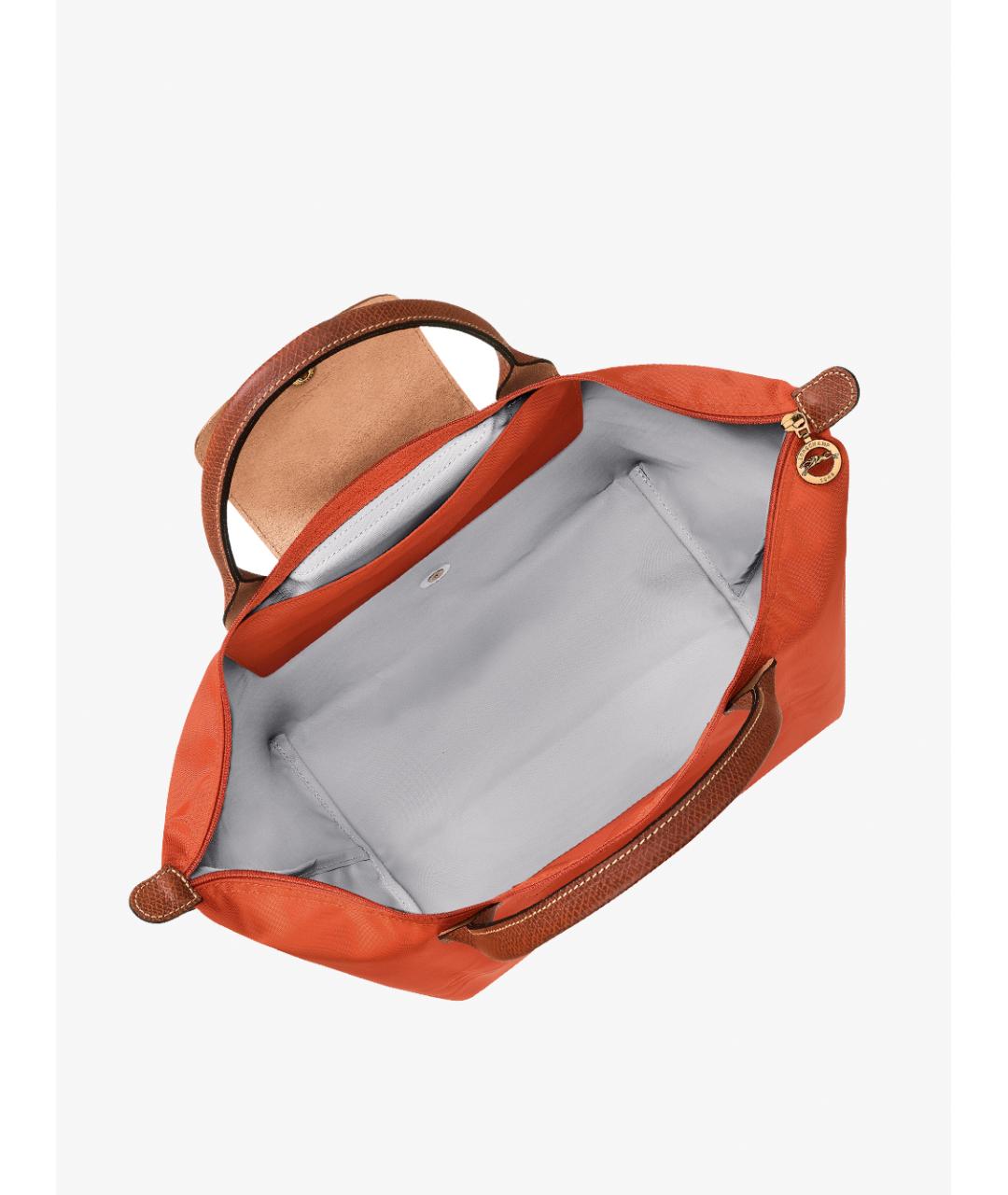 LONGCHAMP Оранжевая тканевая сумка с короткими ручками, фото 4