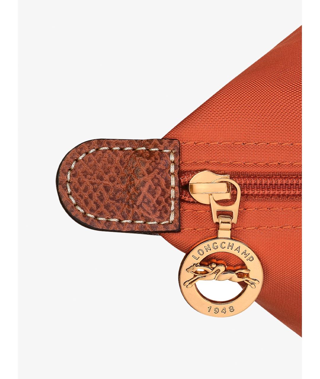 LONGCHAMP Оранжевая тканевая сумка с короткими ручками, фото 5