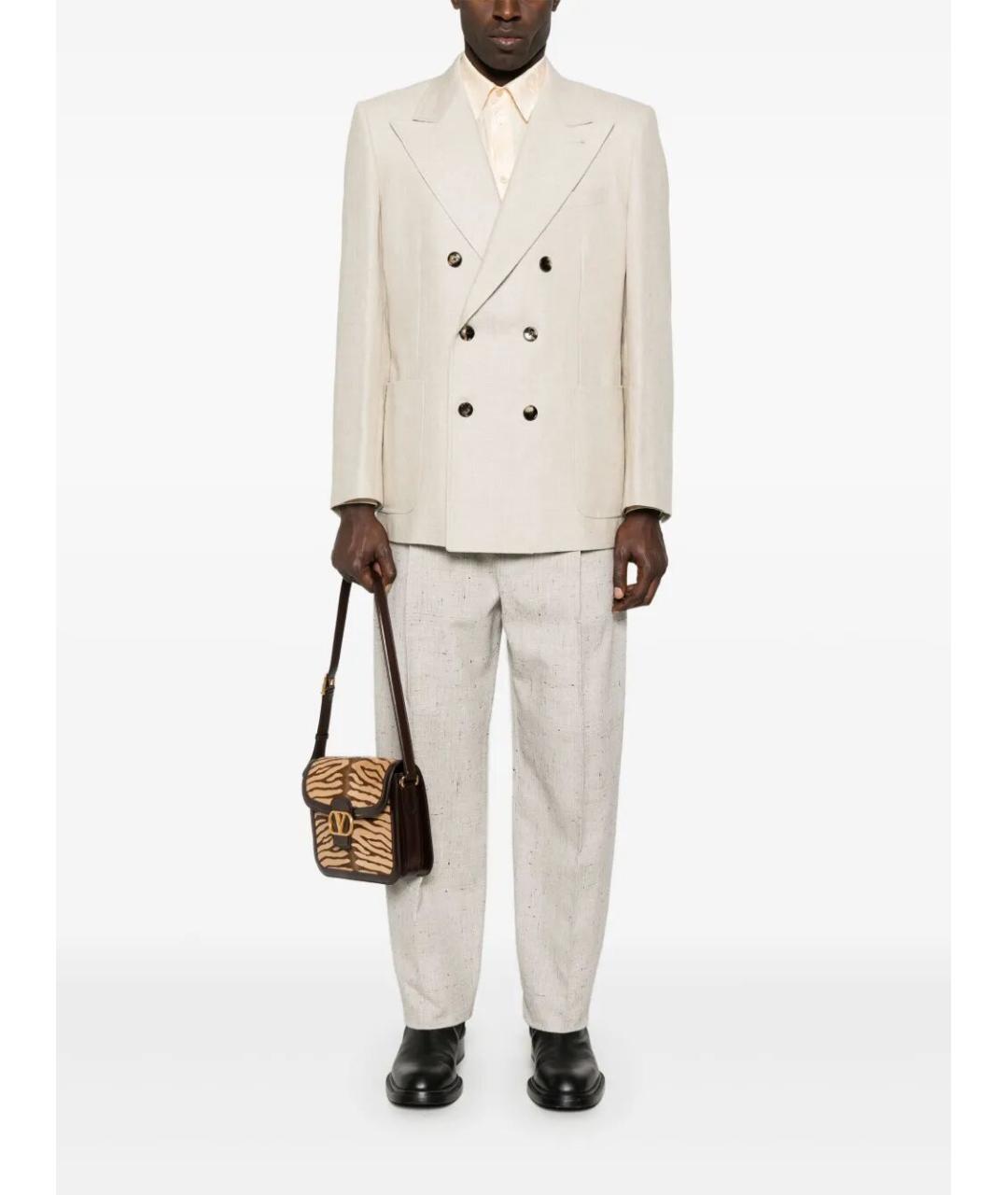 VALENTINO Бежевая шелковая кэжуал рубашка, фото 5