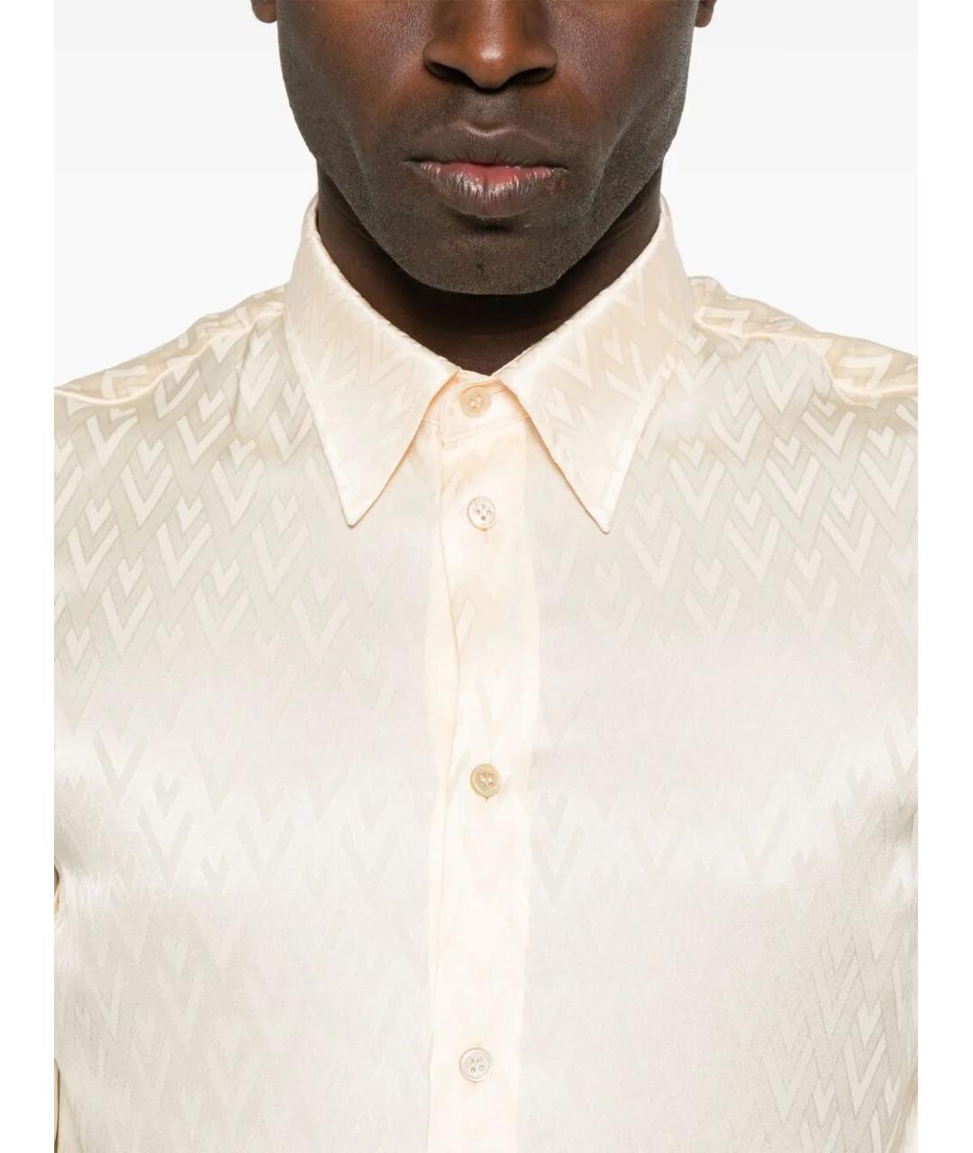 VALENTINO Бежевая шелковая кэжуал рубашка, фото 3