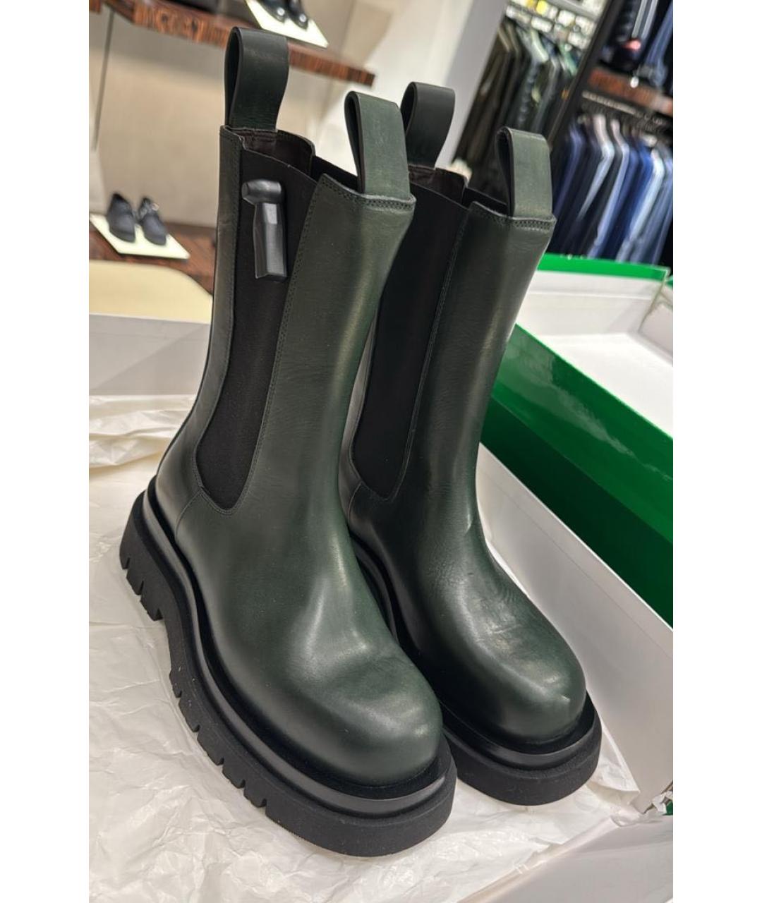 BOTTEGA VENETA Хаки кожаные ботинки, фото 6