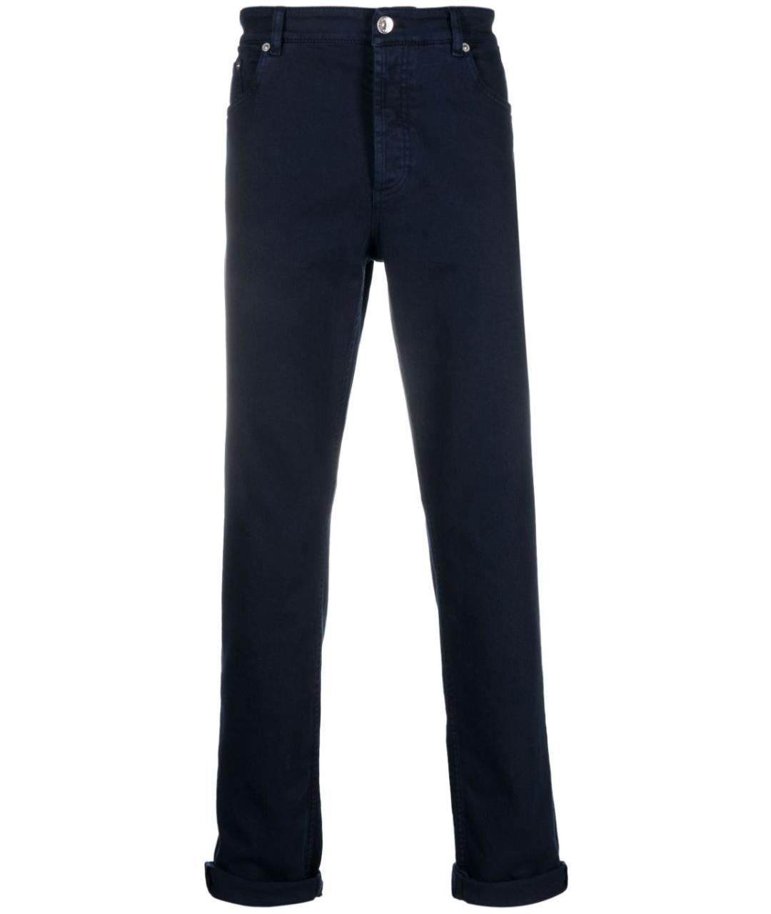 BRUNELLO CUCINELLI Темно-синие хлопковые джинсы скинни, фото 1