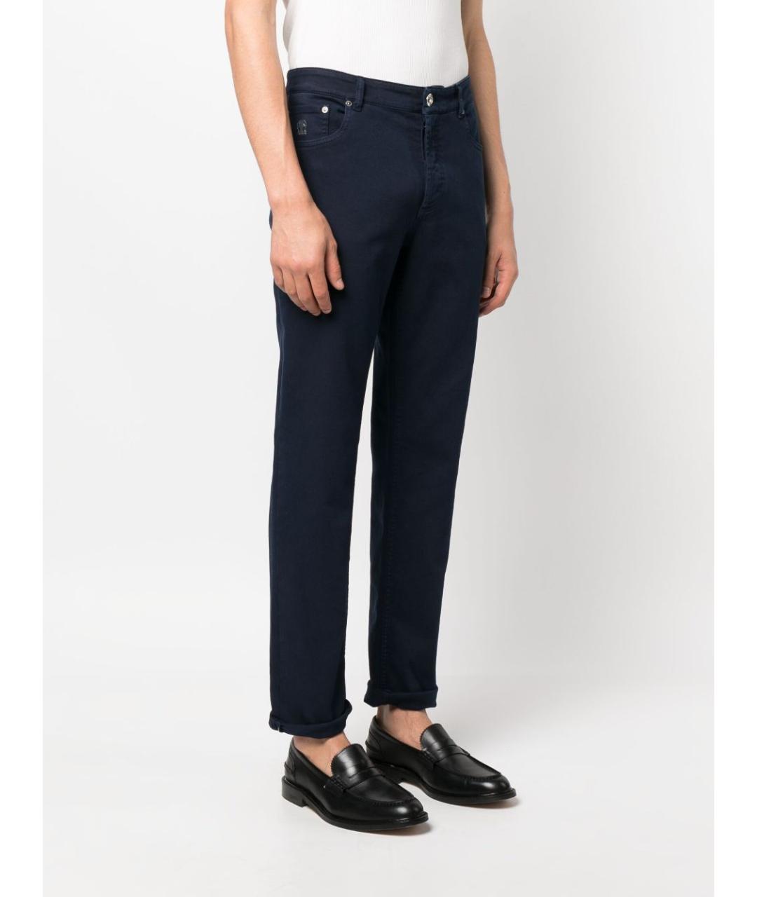 BRUNELLO CUCINELLI Темно-синие хлопковые джинсы скинни, фото 3