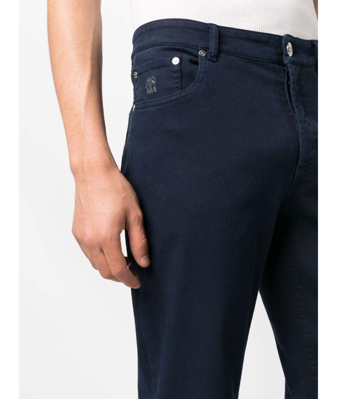 BRUNELLO CUCINELLI Темно-синие хлопковые джинсы скинни, фото 5