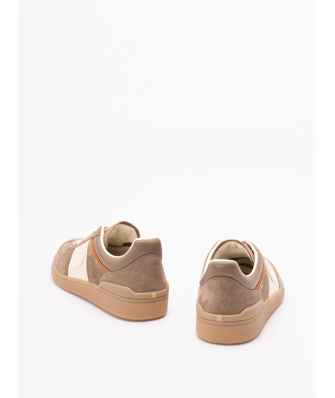VALENTINO Бежевые замшевые низкие кроссовки / кеды, фото 3