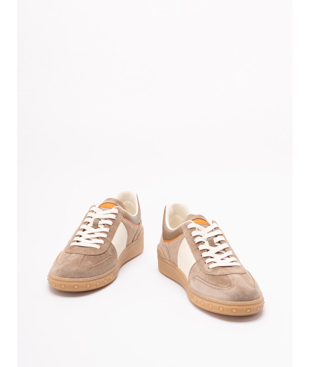 VALENTINO Бежевые замшевые низкие кроссовки / кеды, фото 2