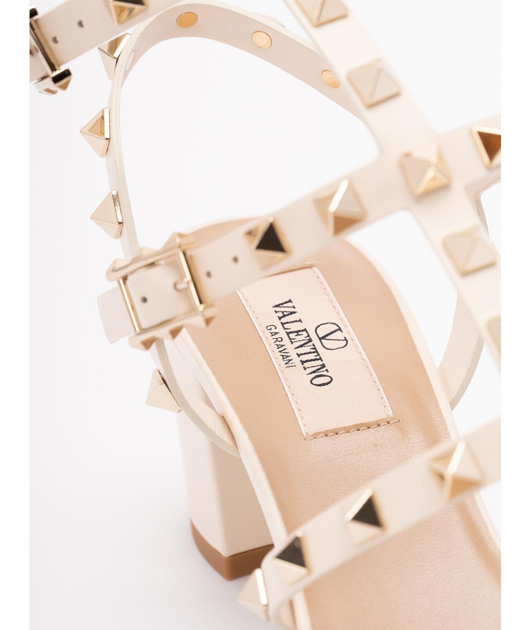 VALENTINO Бежевые кожаные сандалии, фото 5
