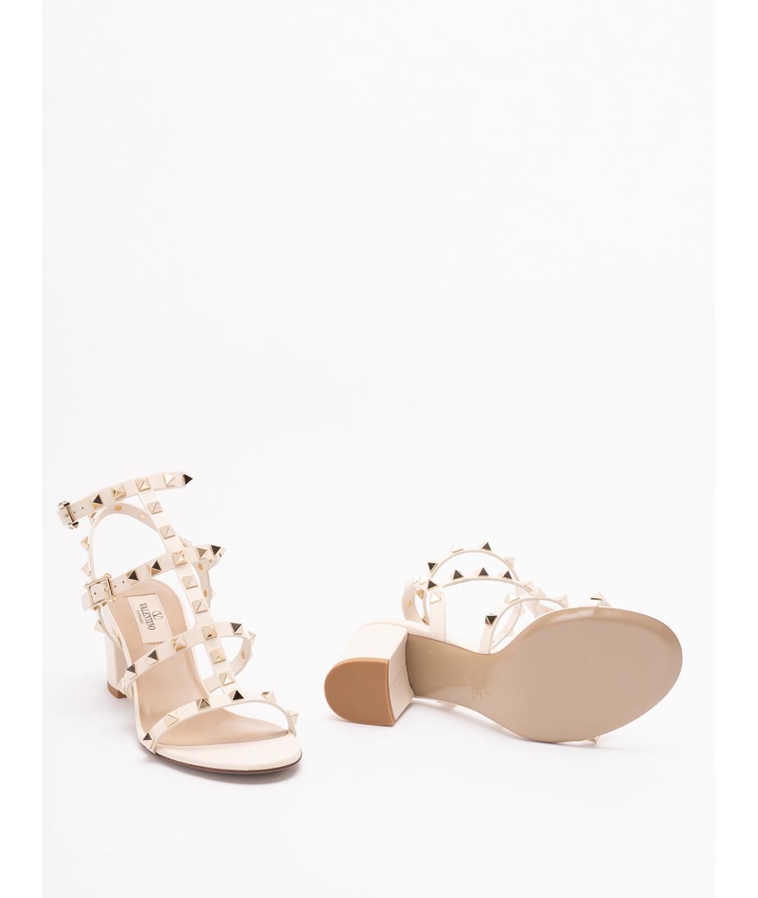 VALENTINO Бежевые кожаные сандалии, фото 4