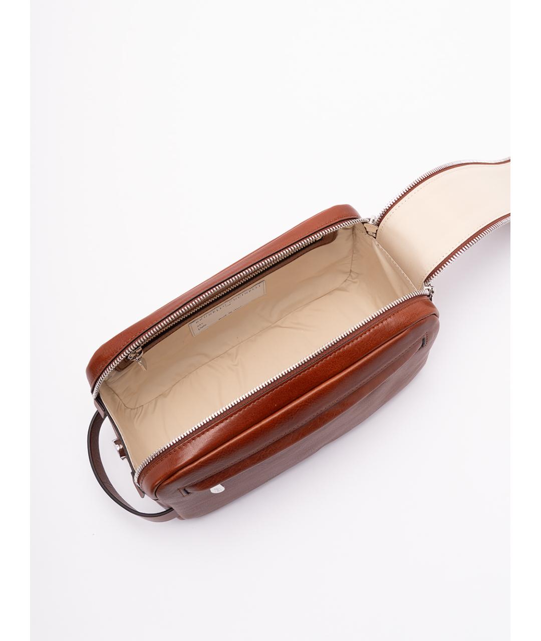 BRUNELLO CUCINELLI Коричневая кожаная барсетка, фото 5