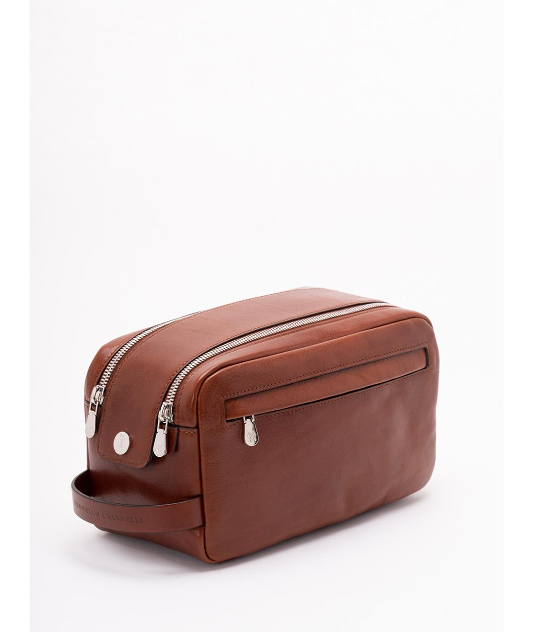 BRUNELLO CUCINELLI Коричневая кожаная барсетка, фото 3