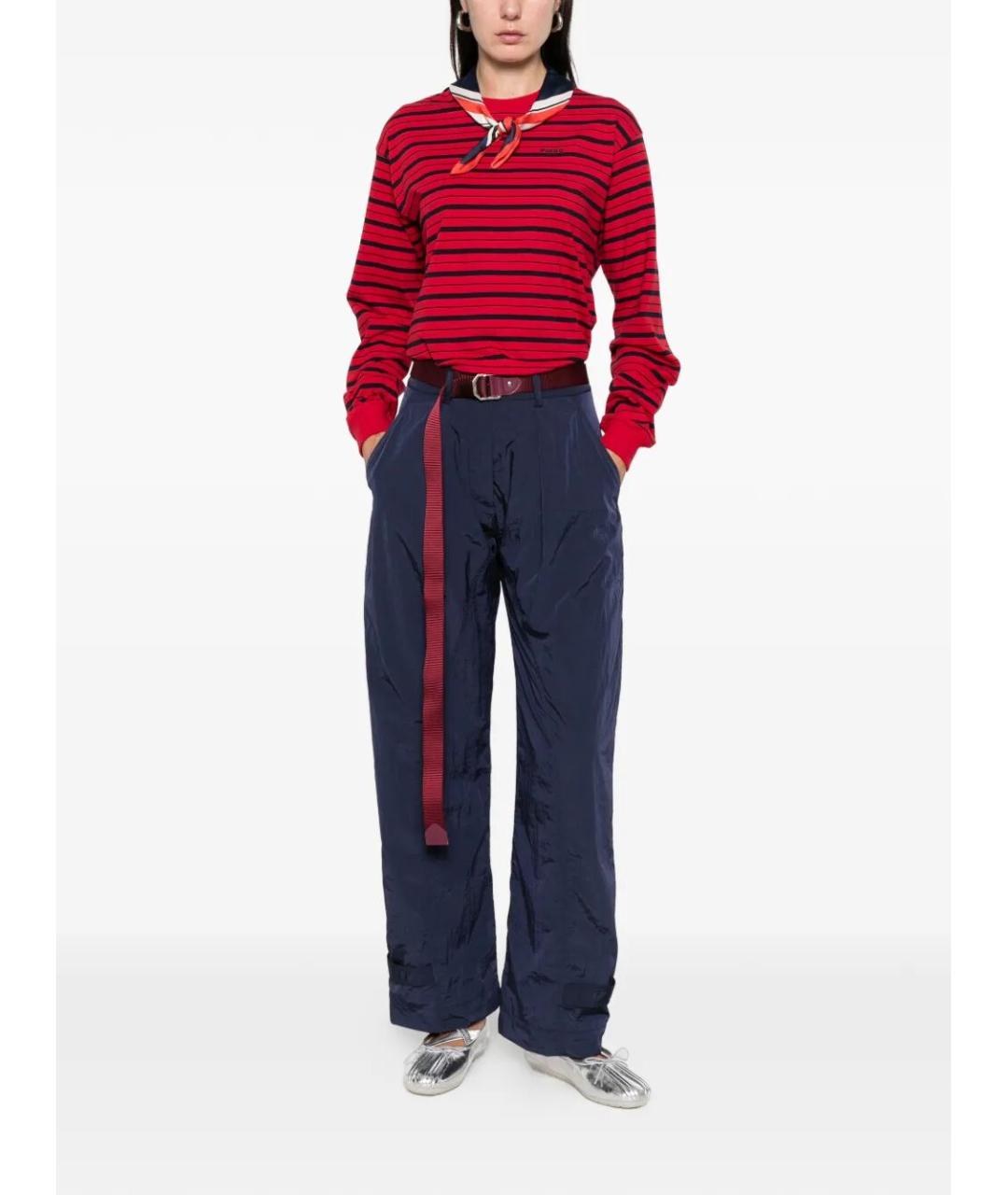 PINKO Синие полиамидовые прямые брюки, фото 2