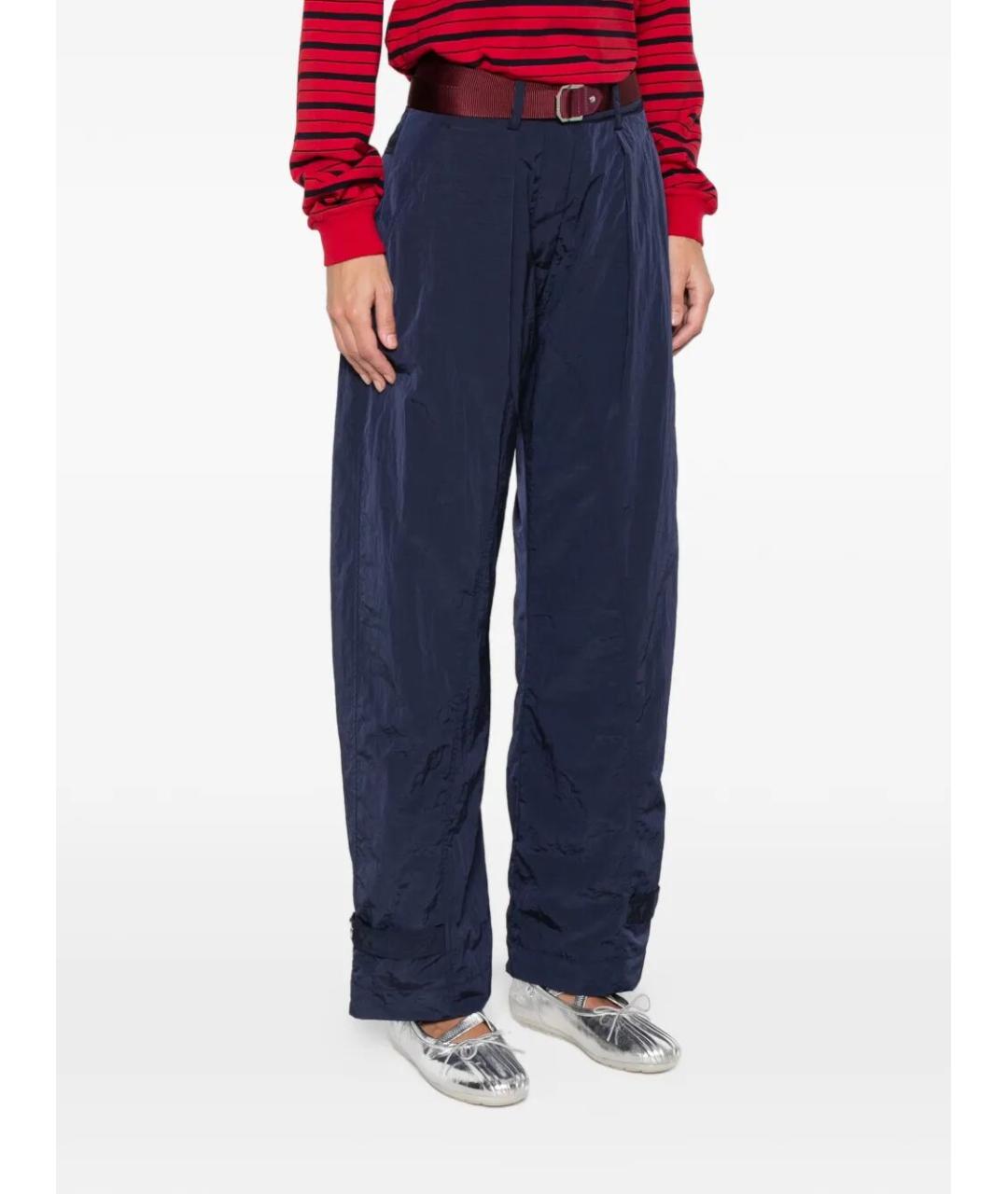 PINKO Синие полиамидовые прямые брюки, фото 5