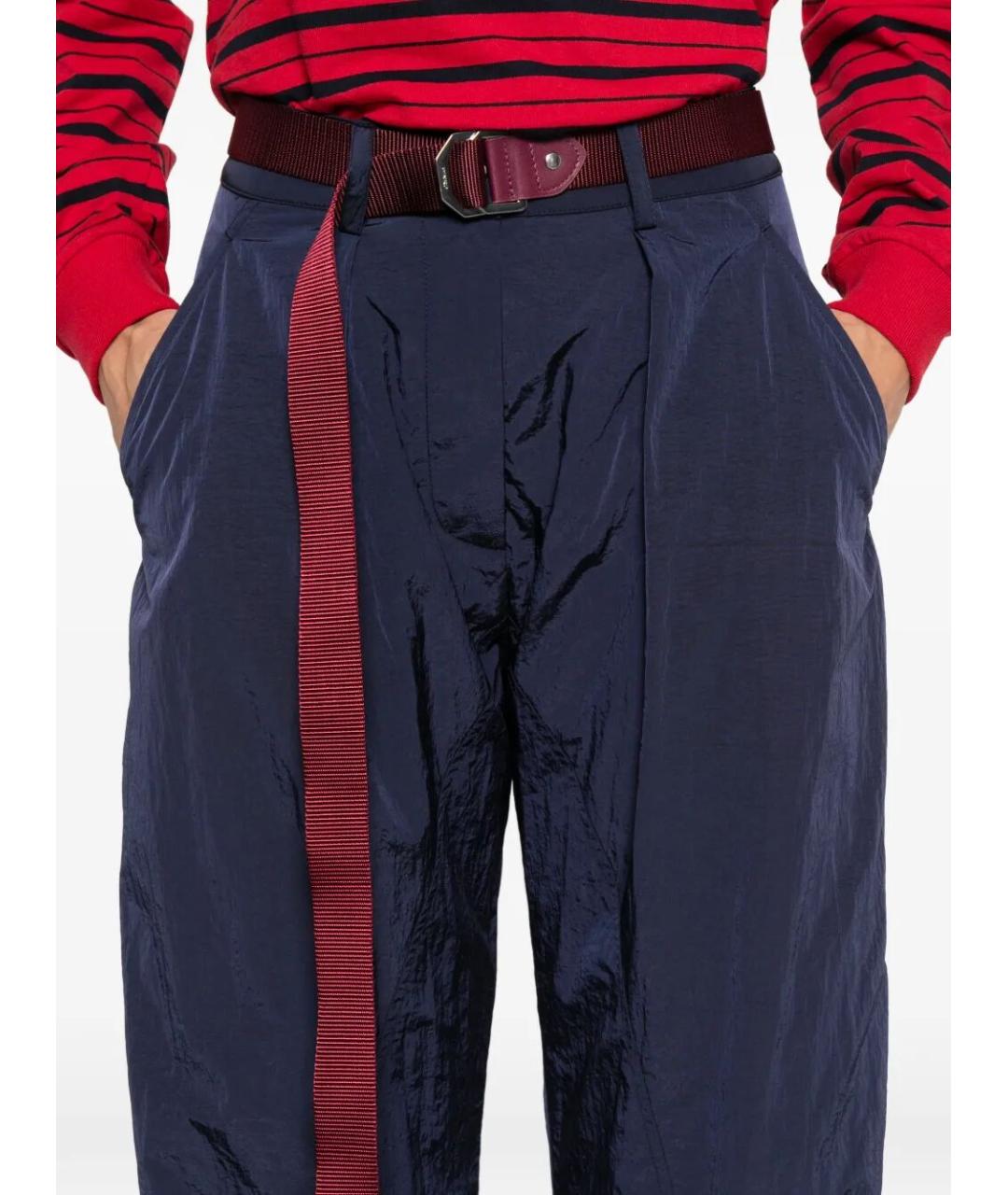 PINKO Синие полиамидовые прямые брюки, фото 4