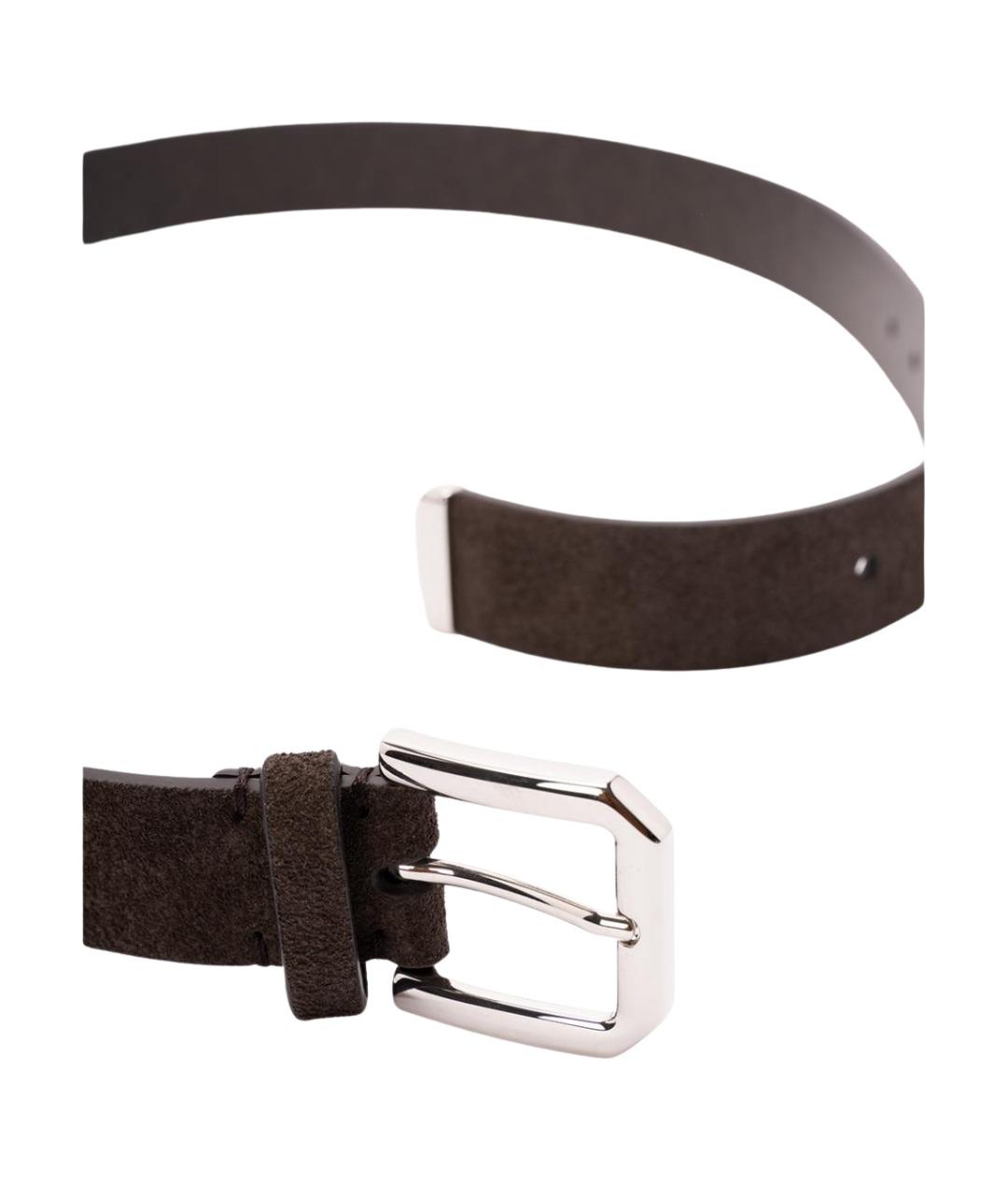 BRUNELLO CUCINELLI Коричневый кожаный ремень, фото 2