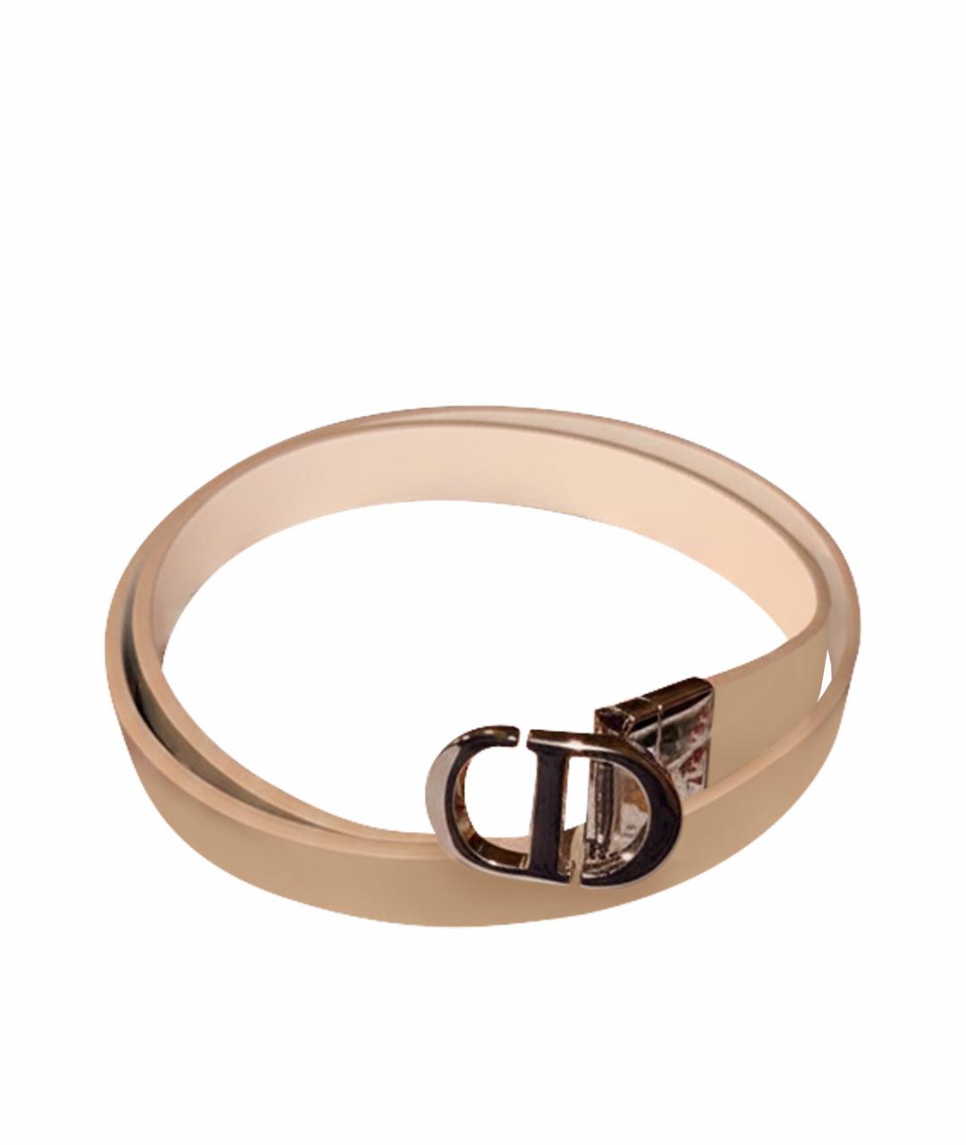 CHRISTIAN DIOR Бежевый кожаный ремень, фото 1