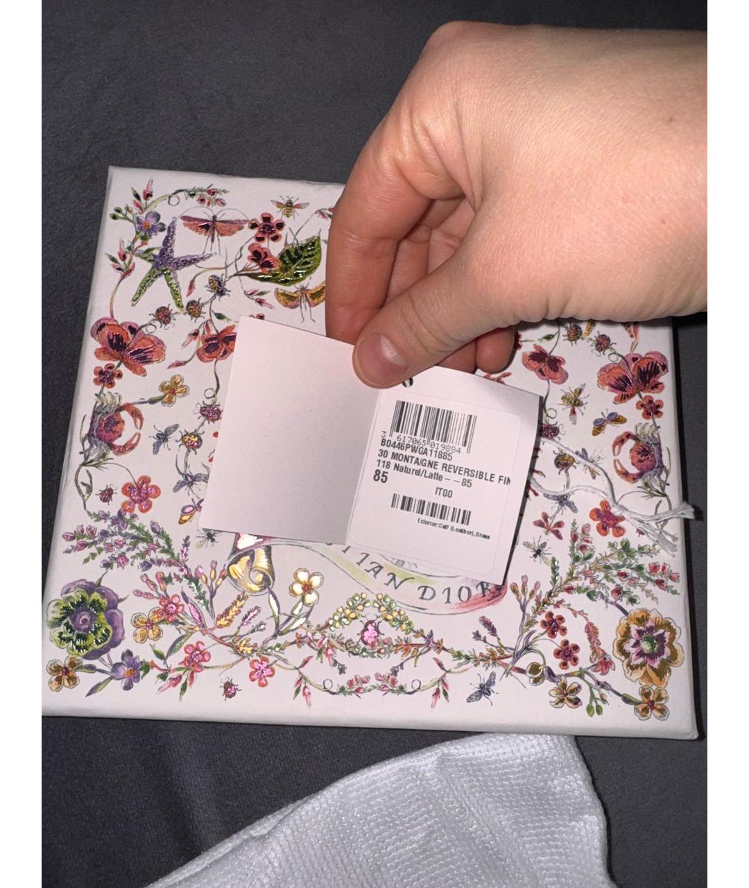 CHRISTIAN DIOR Бежевый кожаный ремень, фото 4