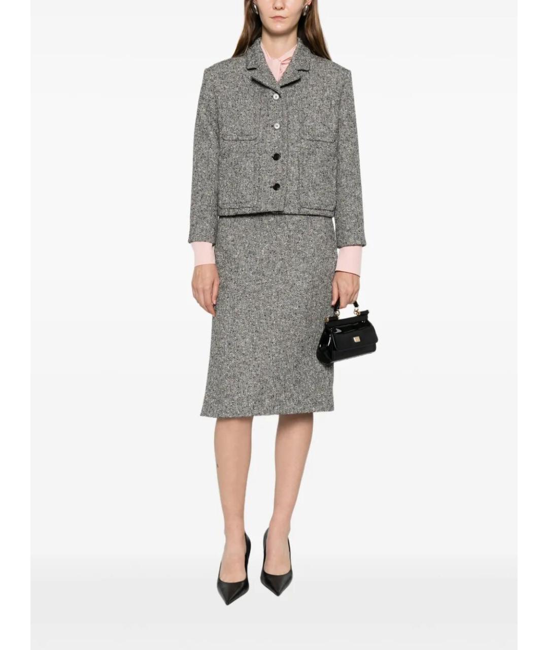 GUCCI Серая хлопковая юбка миди, фото 2