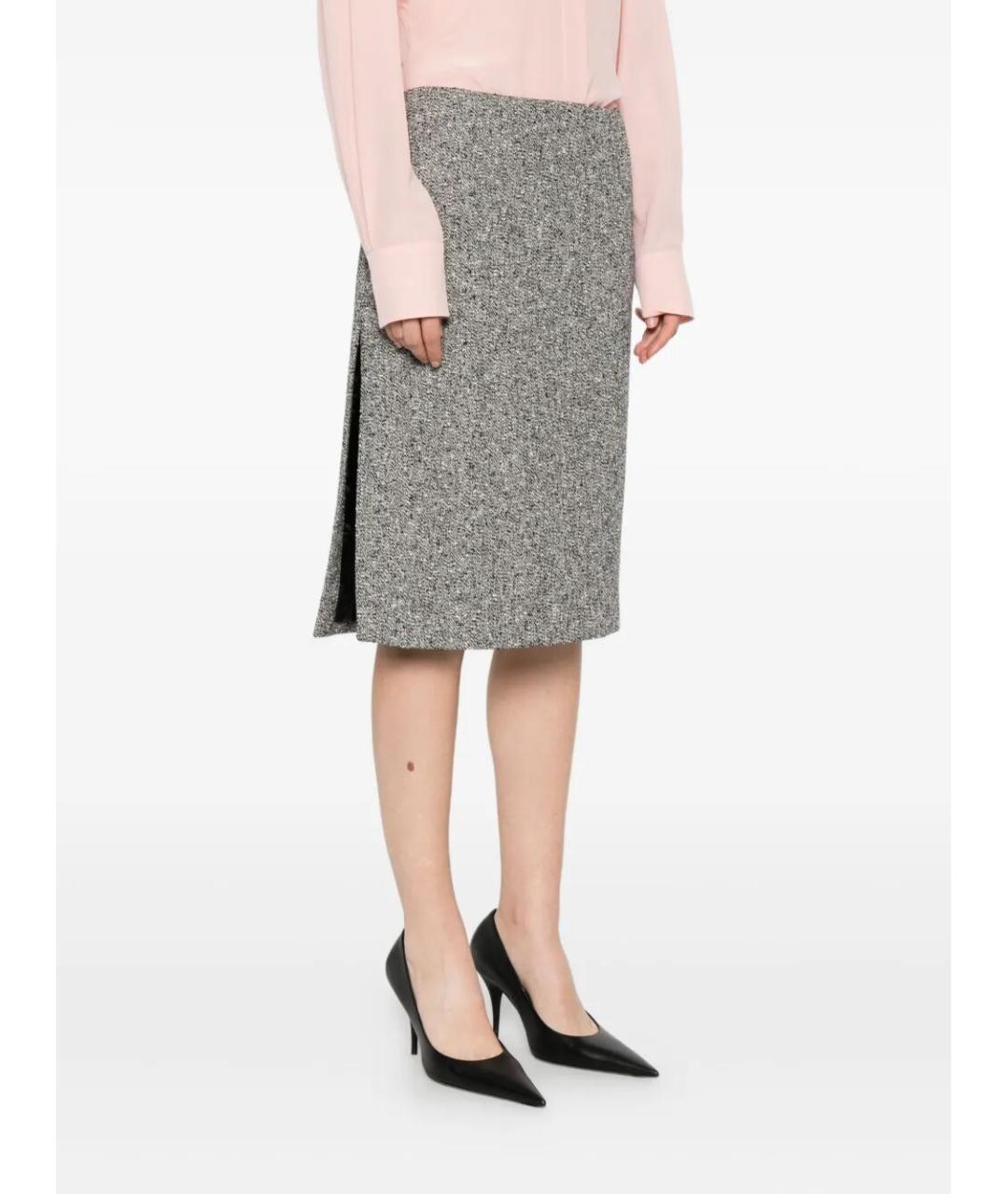 GUCCI Серая хлопковая юбка миди, фото 4