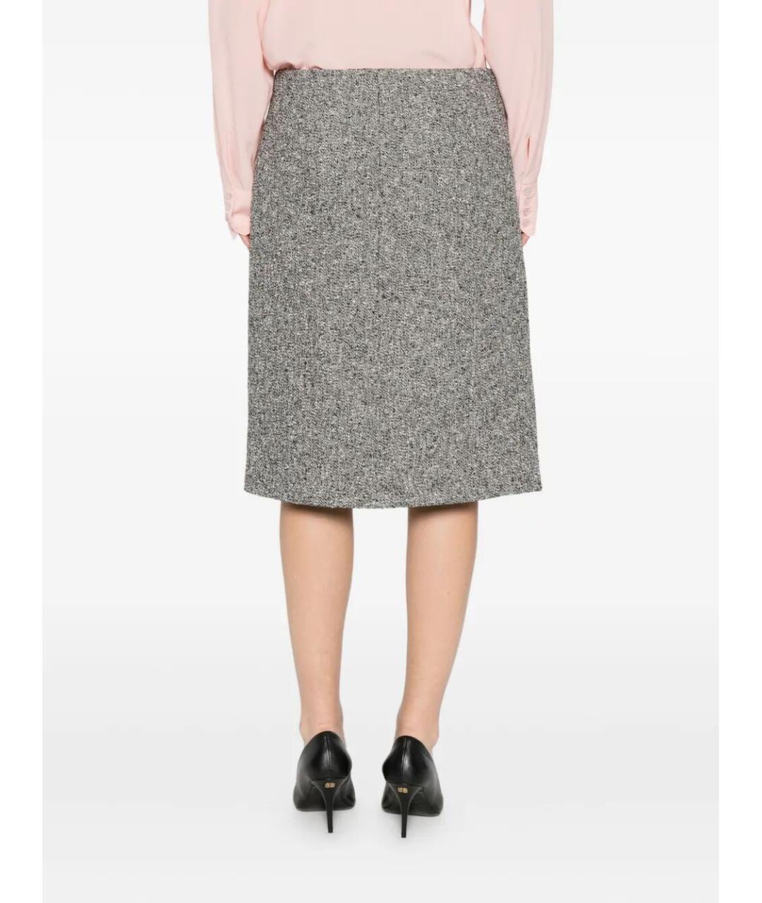 GUCCI Серая хлопковая юбка миди, фото 5