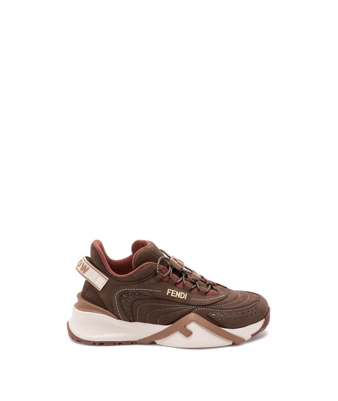 FENDI Коричневые замшевые кроссовки, фото 1