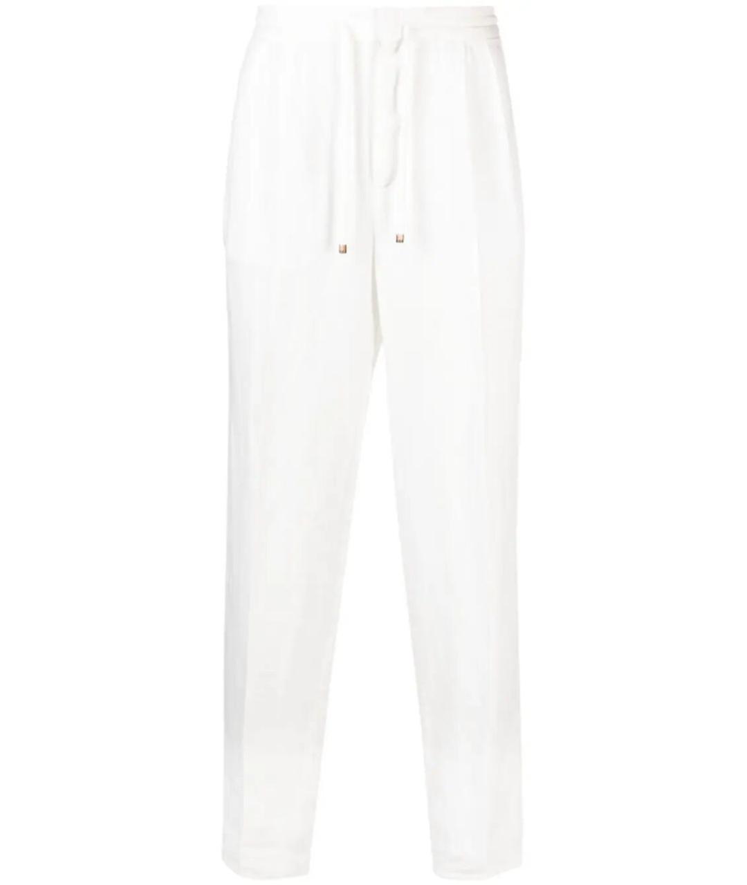 BRUNELLO CUCINELLI Белые льняные повседневные брюки, фото 1