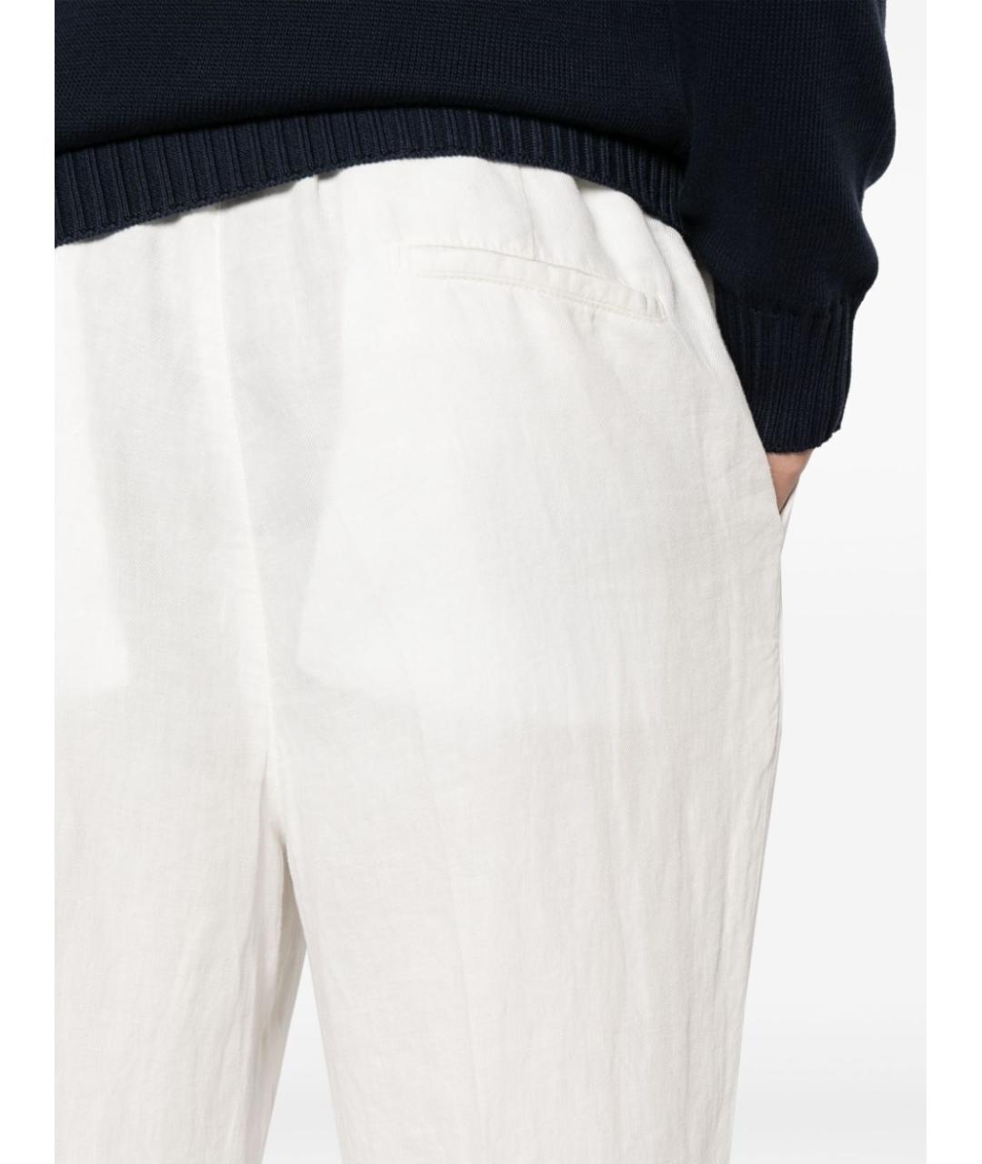 BRUNELLO CUCINELLI Белые льняные повседневные брюки, фото 4