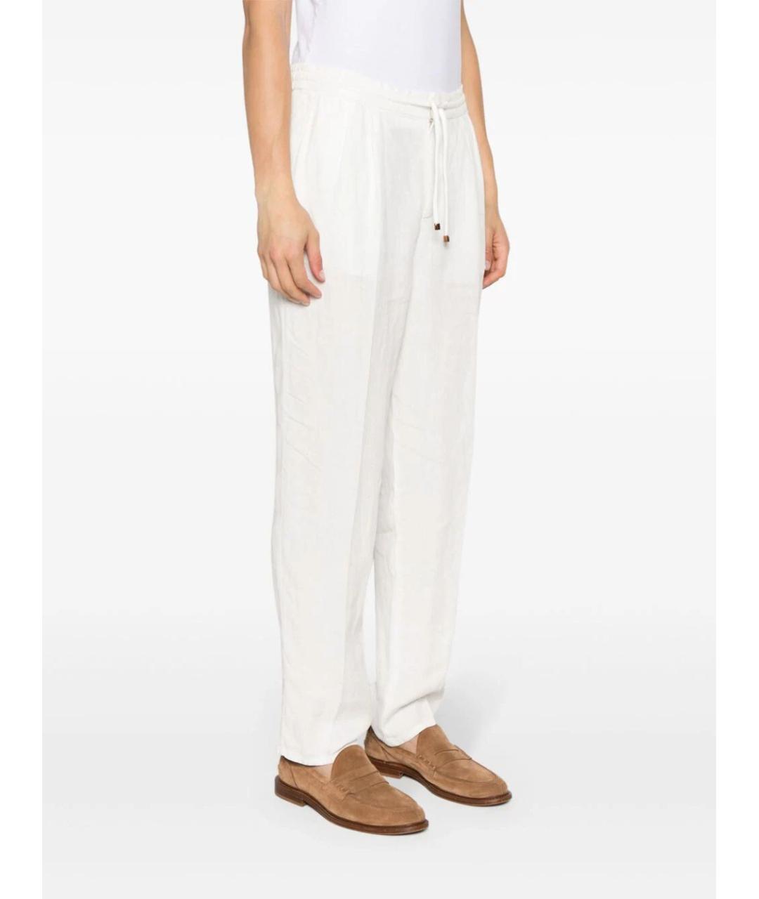 BRUNELLO CUCINELLI Белые льняные повседневные брюки, фото 3