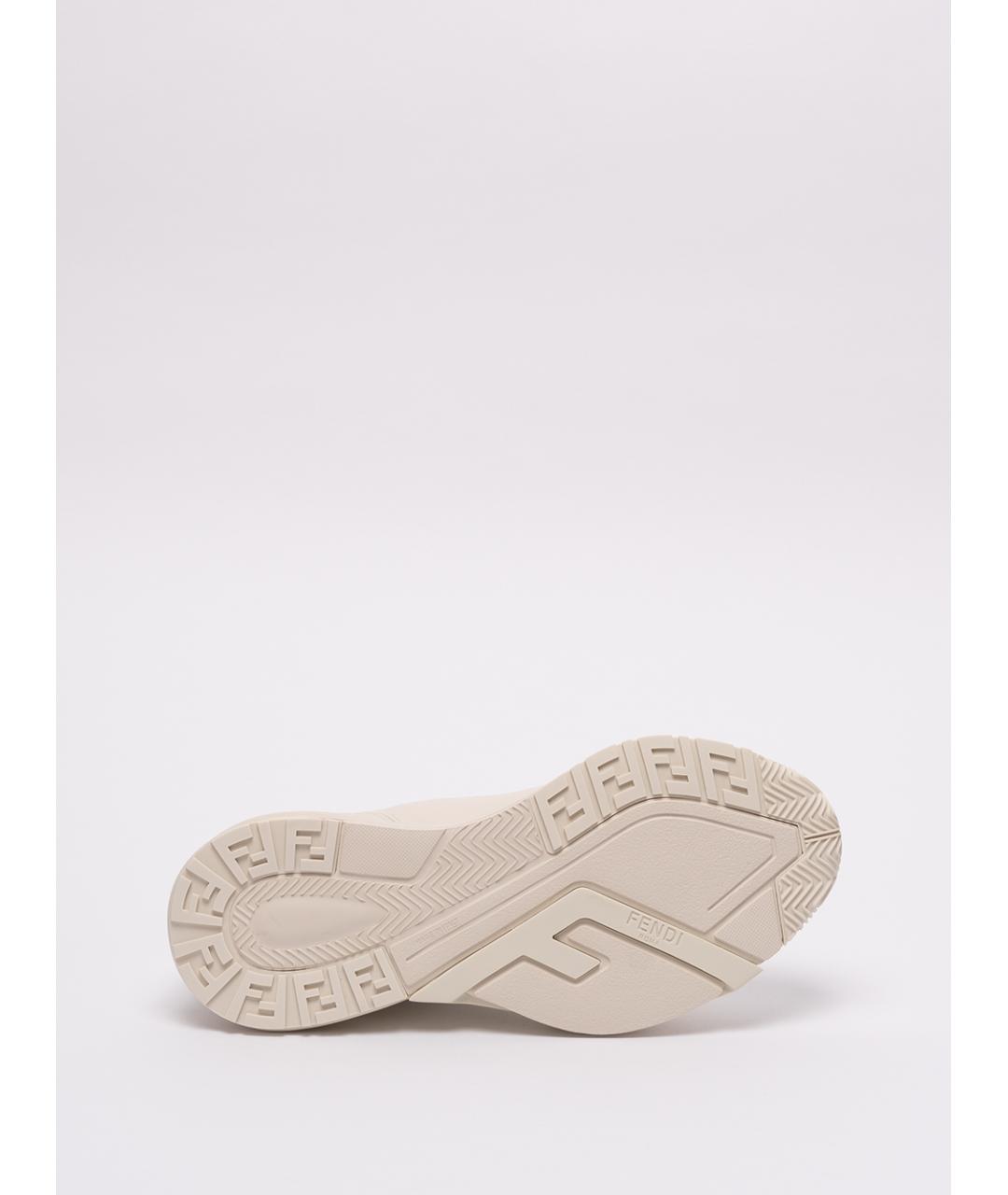FENDI Бежевые кожаные низкие кроссовки / кеды, фото 4