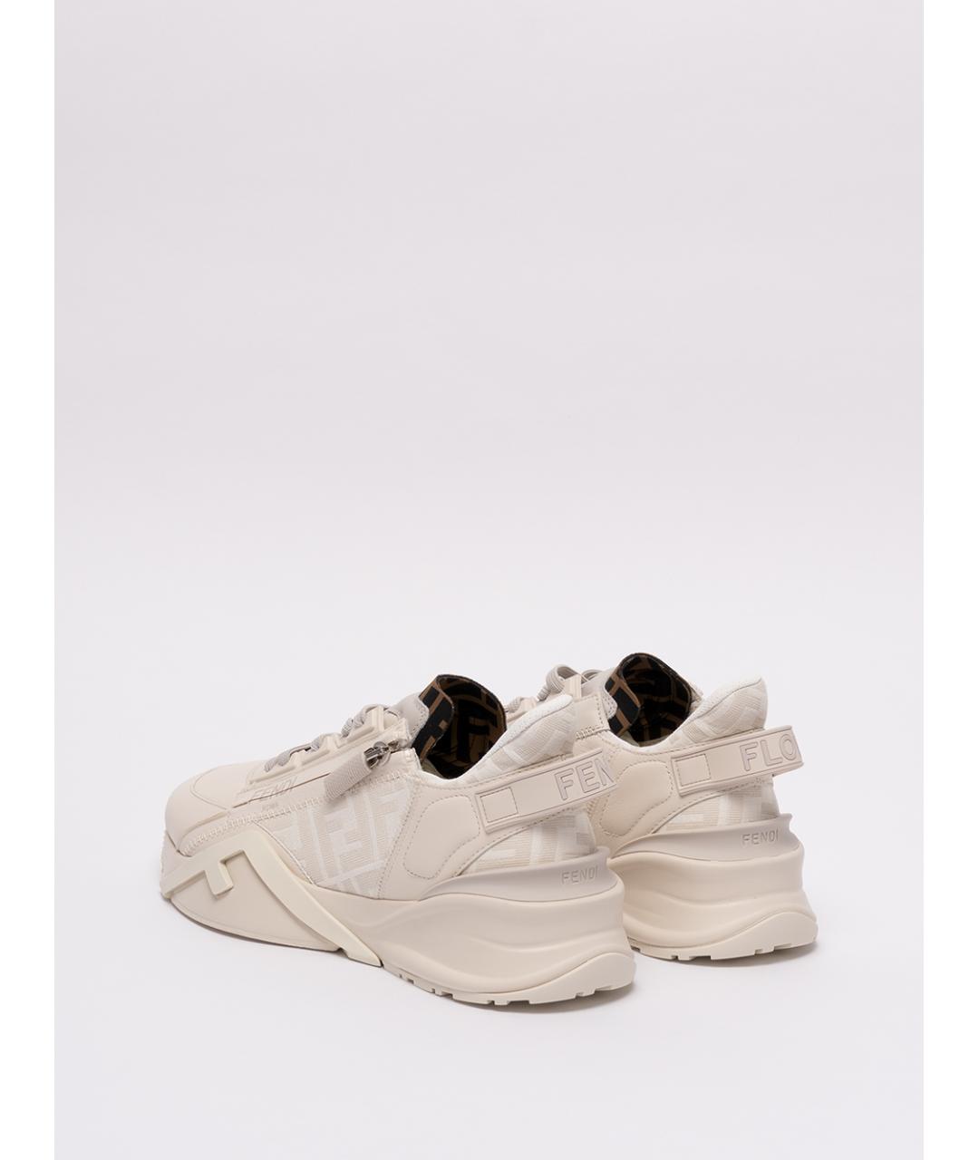 FENDI Бежевые кожаные низкие кроссовки / кеды, фото 3