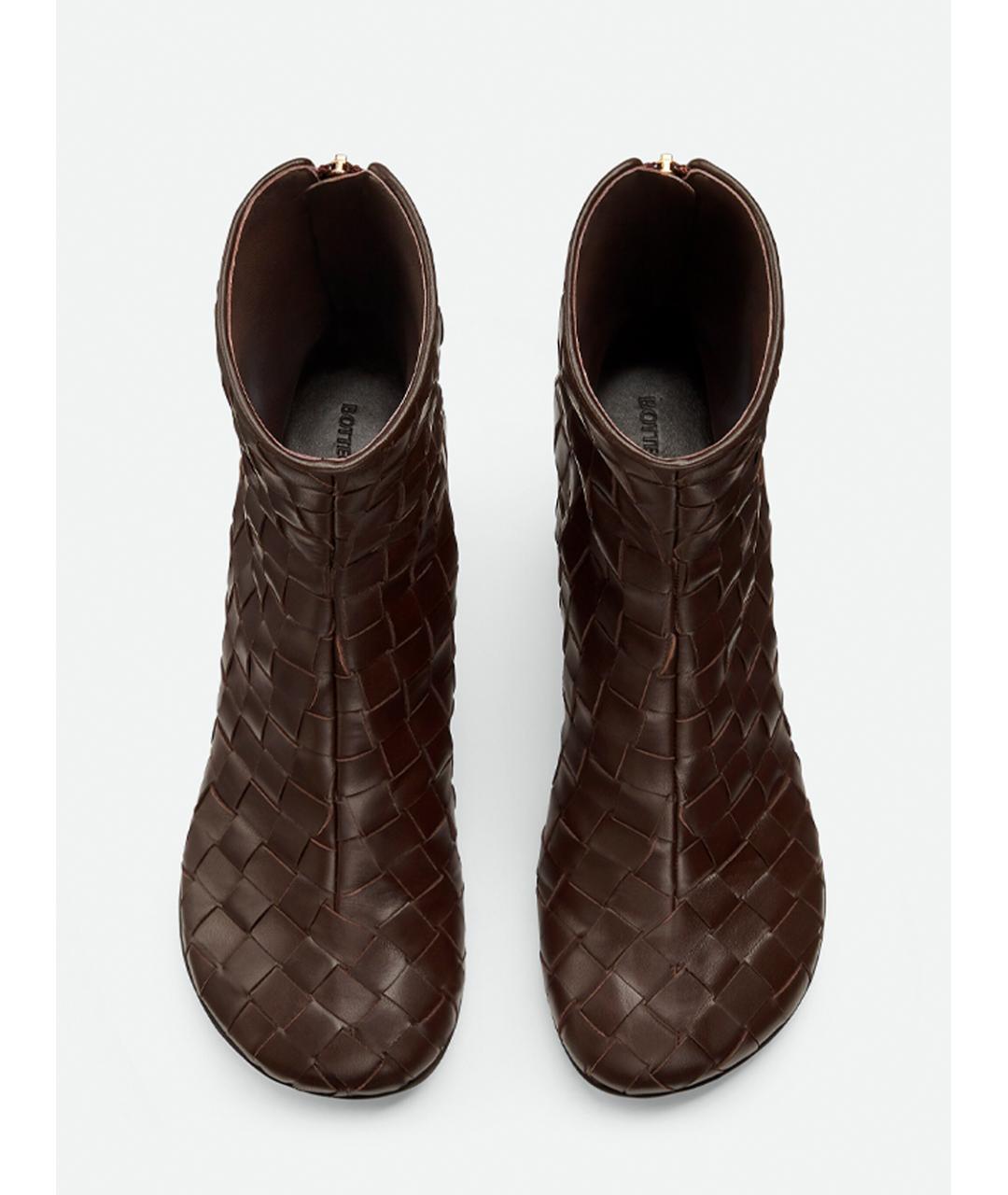 BOTTEGA VENETA Коричневые кожаные ботильоны, фото 4