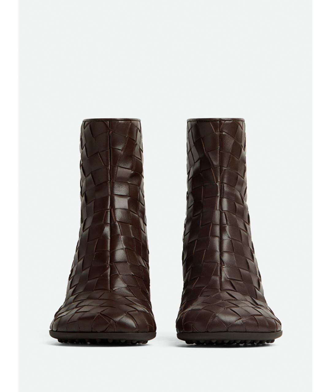 BOTTEGA VENETA Коричневые кожаные ботильоны, фото 2