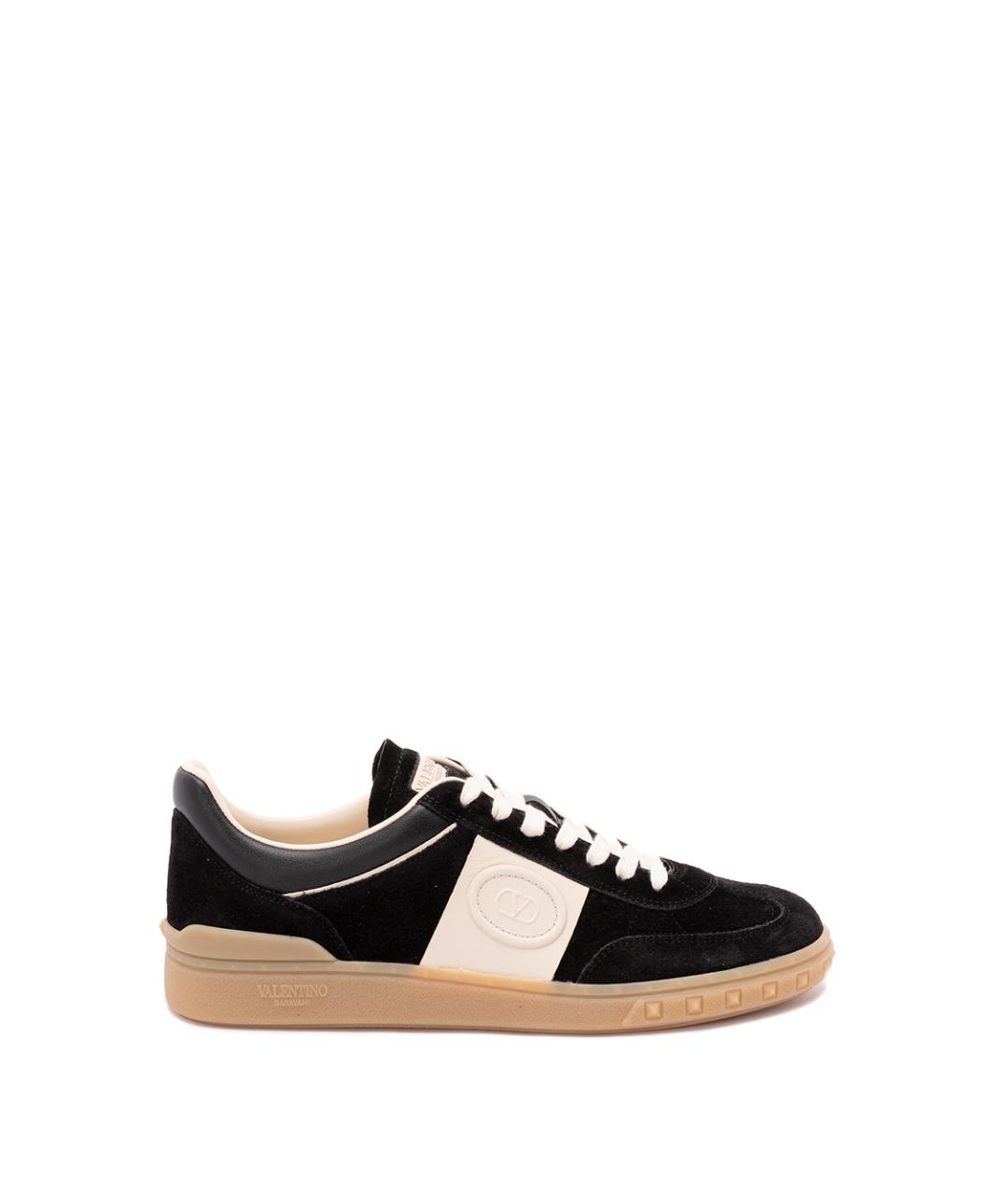 VALENTINO Черные замшевые низкие кроссовки / кеды, фото 1