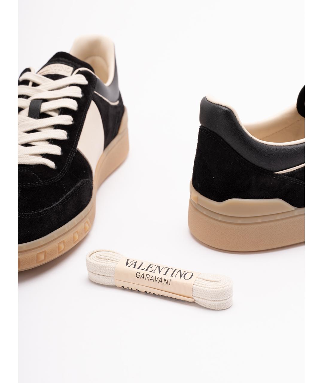 VALENTINO Черные замшевые низкие кроссовки / кеды, фото 4