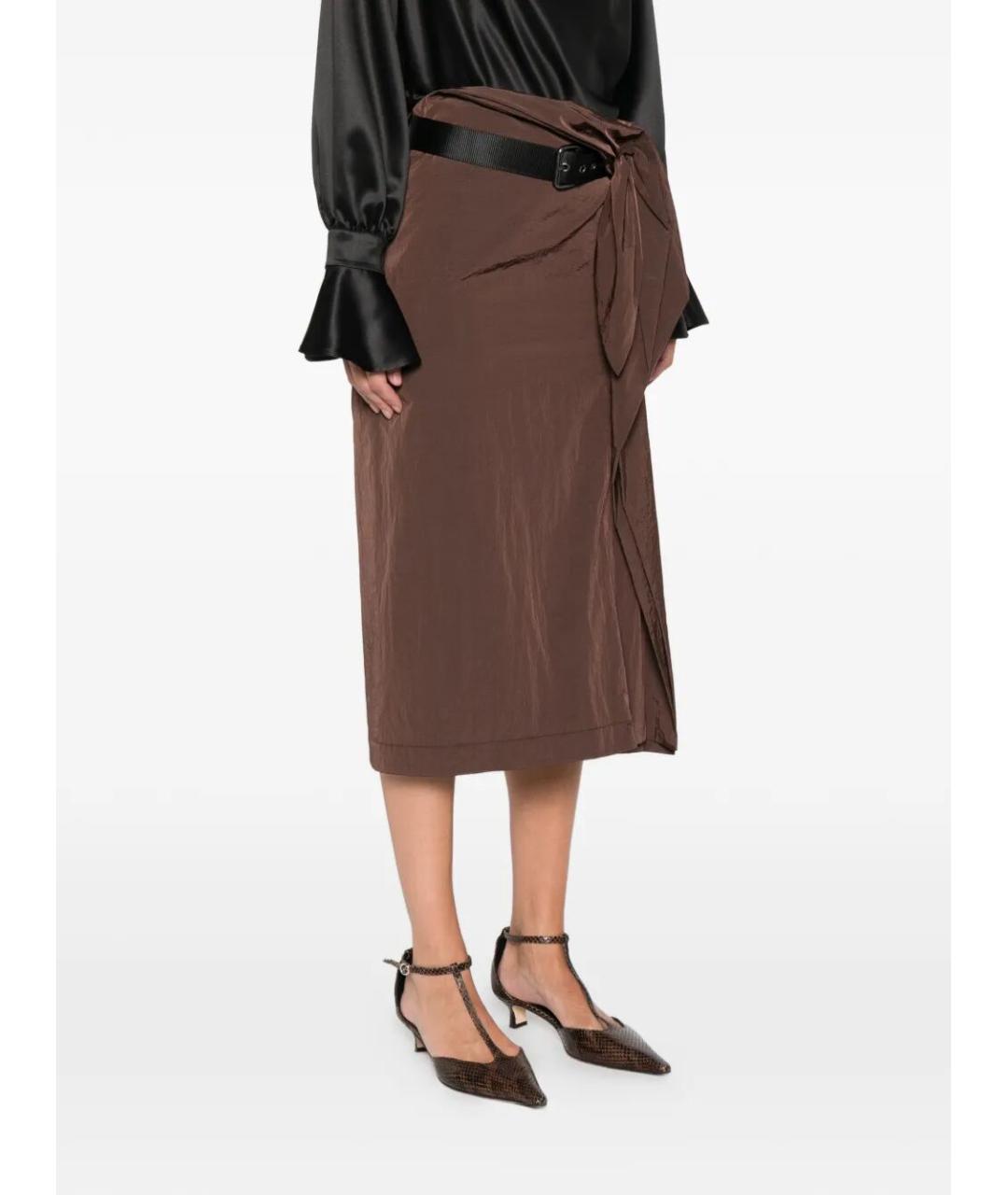 PINKO Коричневая полиамидовая юбка миди, фото 4