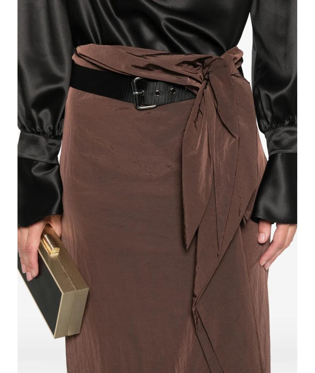 PINKO Коричневая полиамидовая юбка миди, фото 3