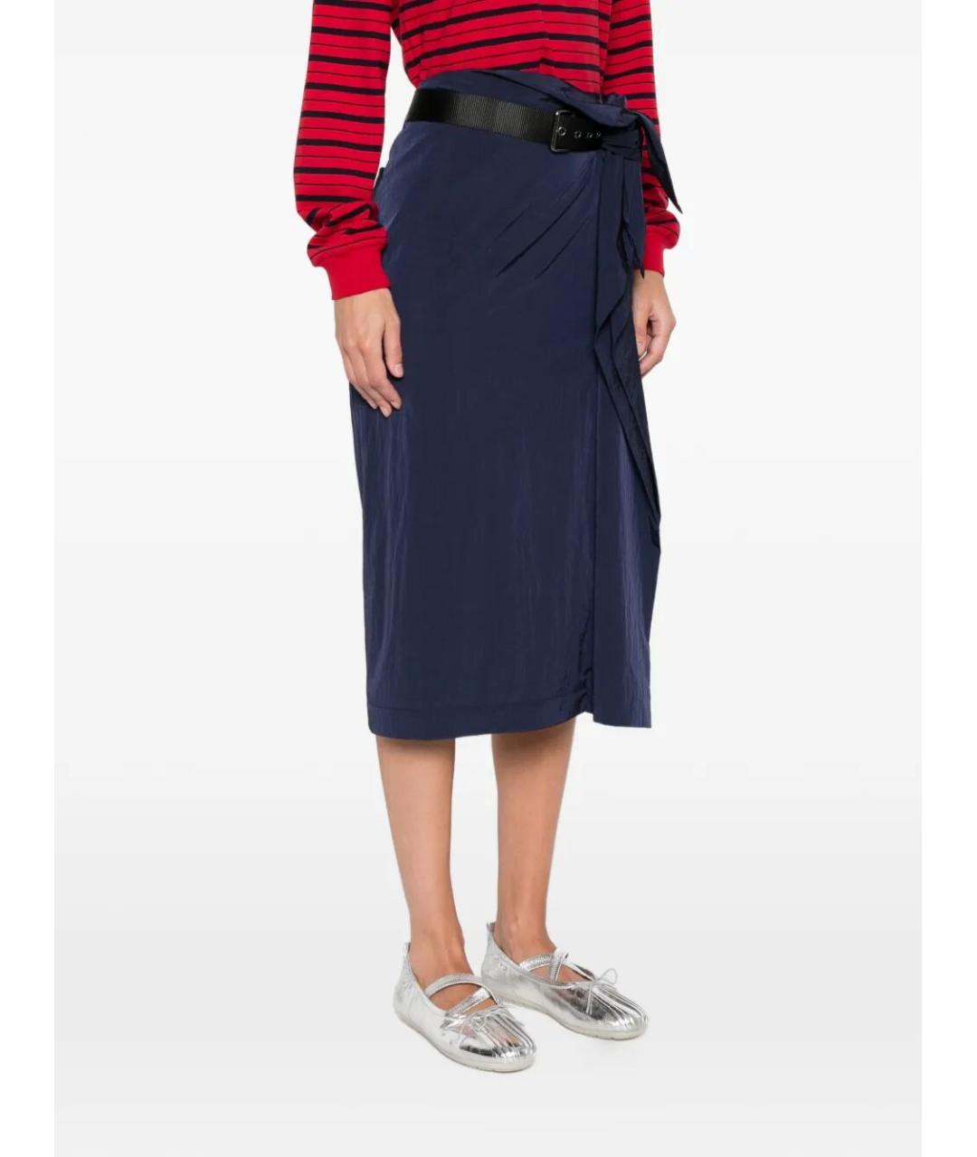 PINKO Синяя полиамидовая юбка миди, фото 5