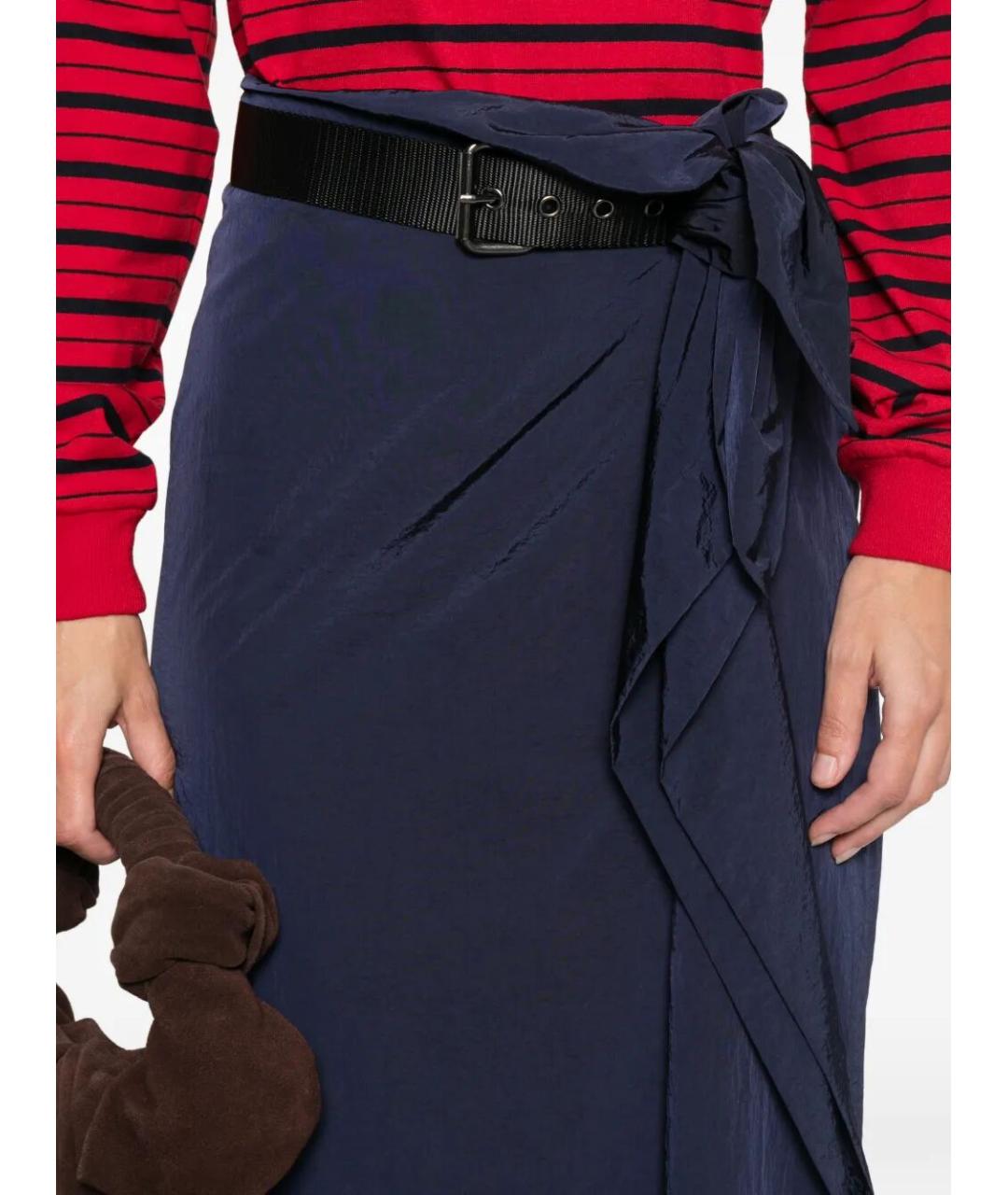 PINKO Синяя полиамидовая юбка миди, фото 3