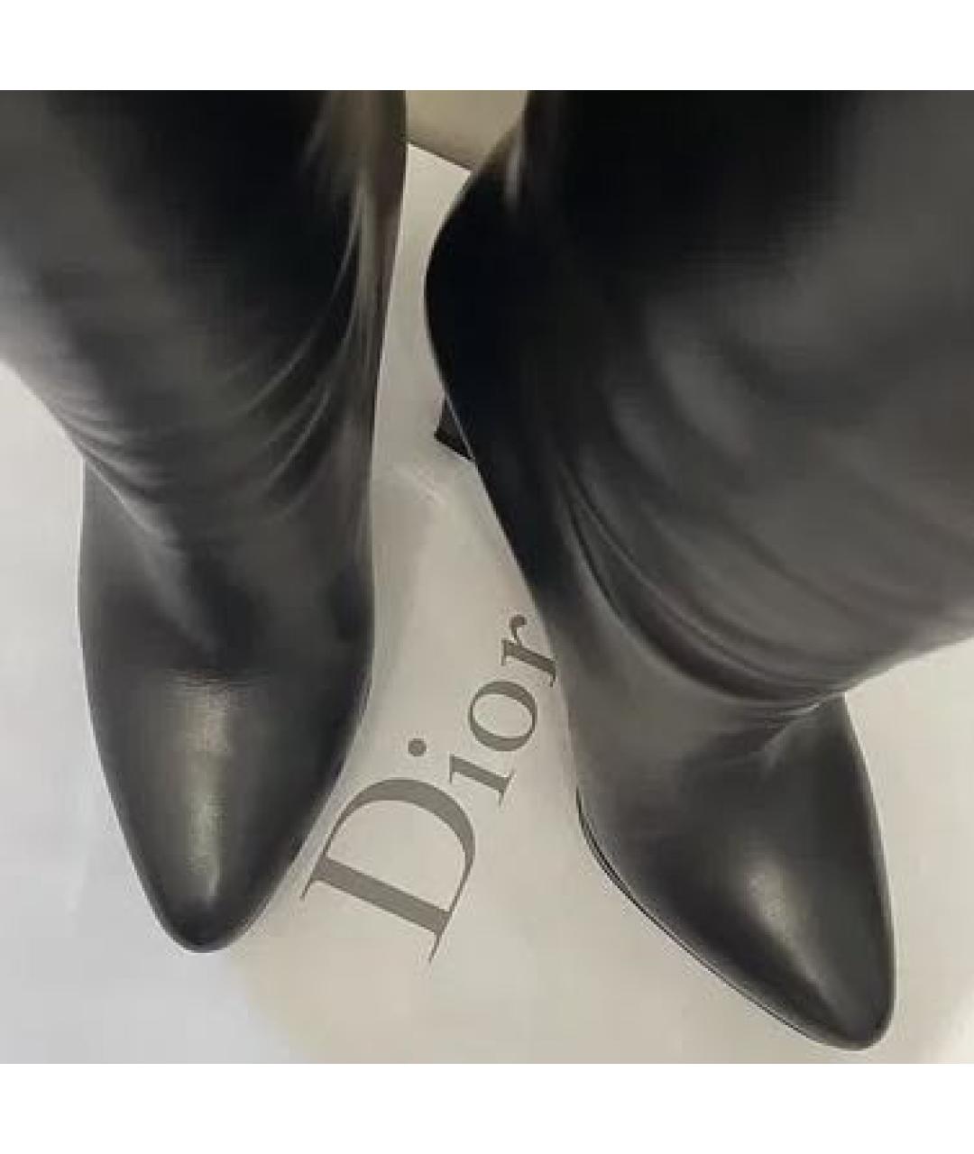 CHRISTIAN DIOR Черные кожаные сапоги, фото 3