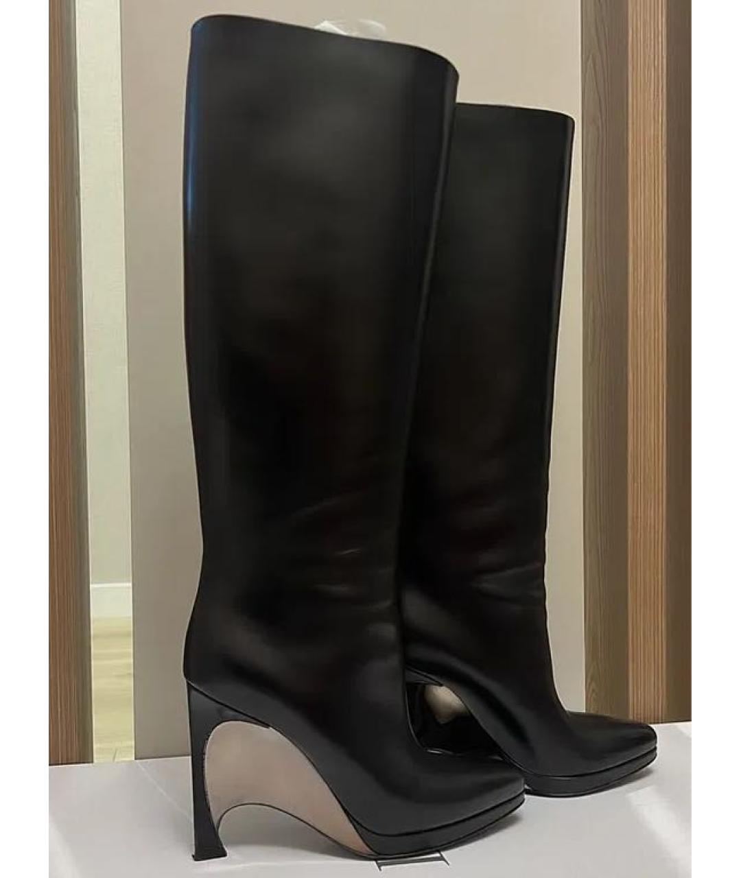 CHRISTIAN DIOR Черные кожаные сапоги, фото 2